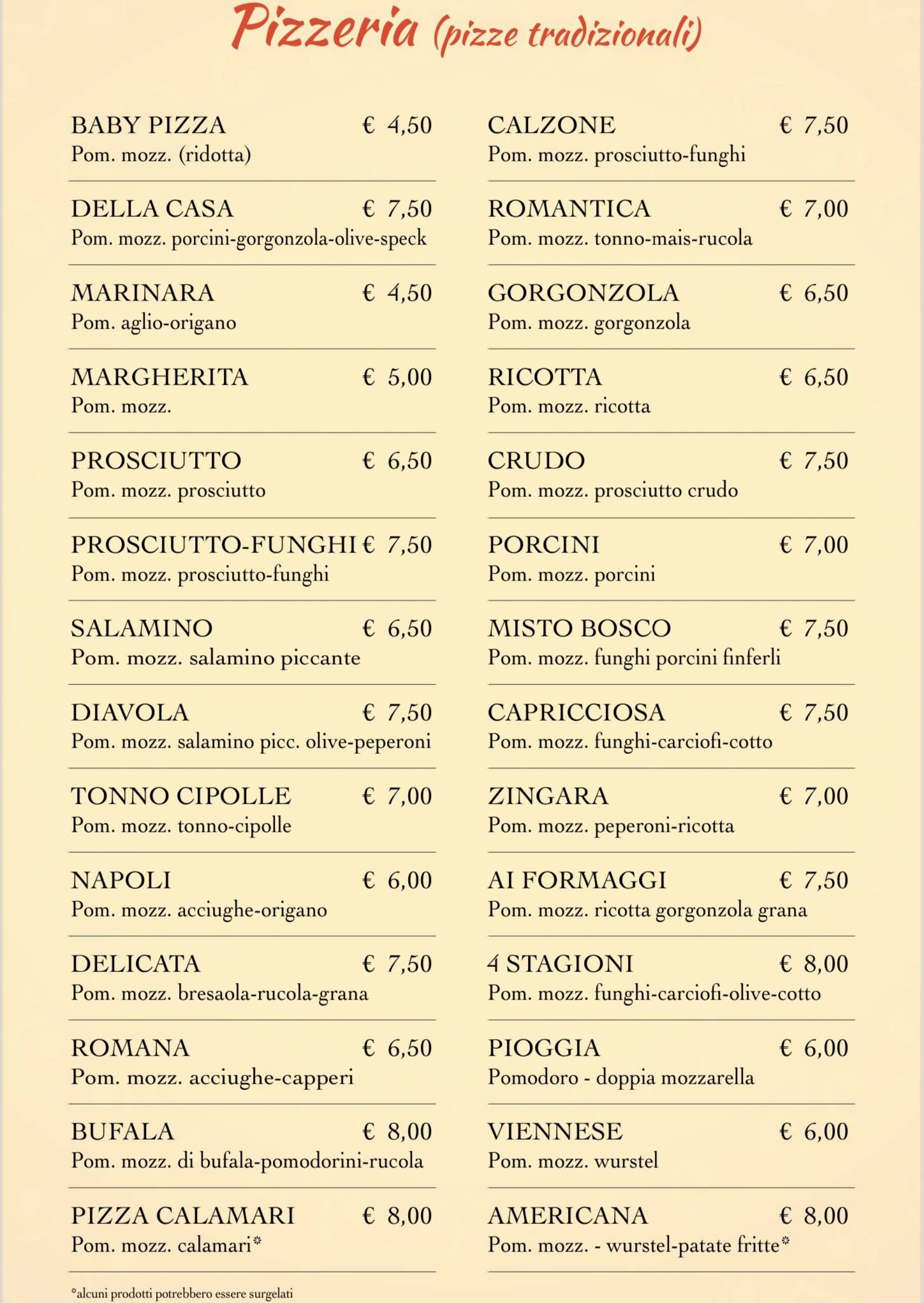 Menu di Ristorante Indiano e Pizzeria Tre Ponti 