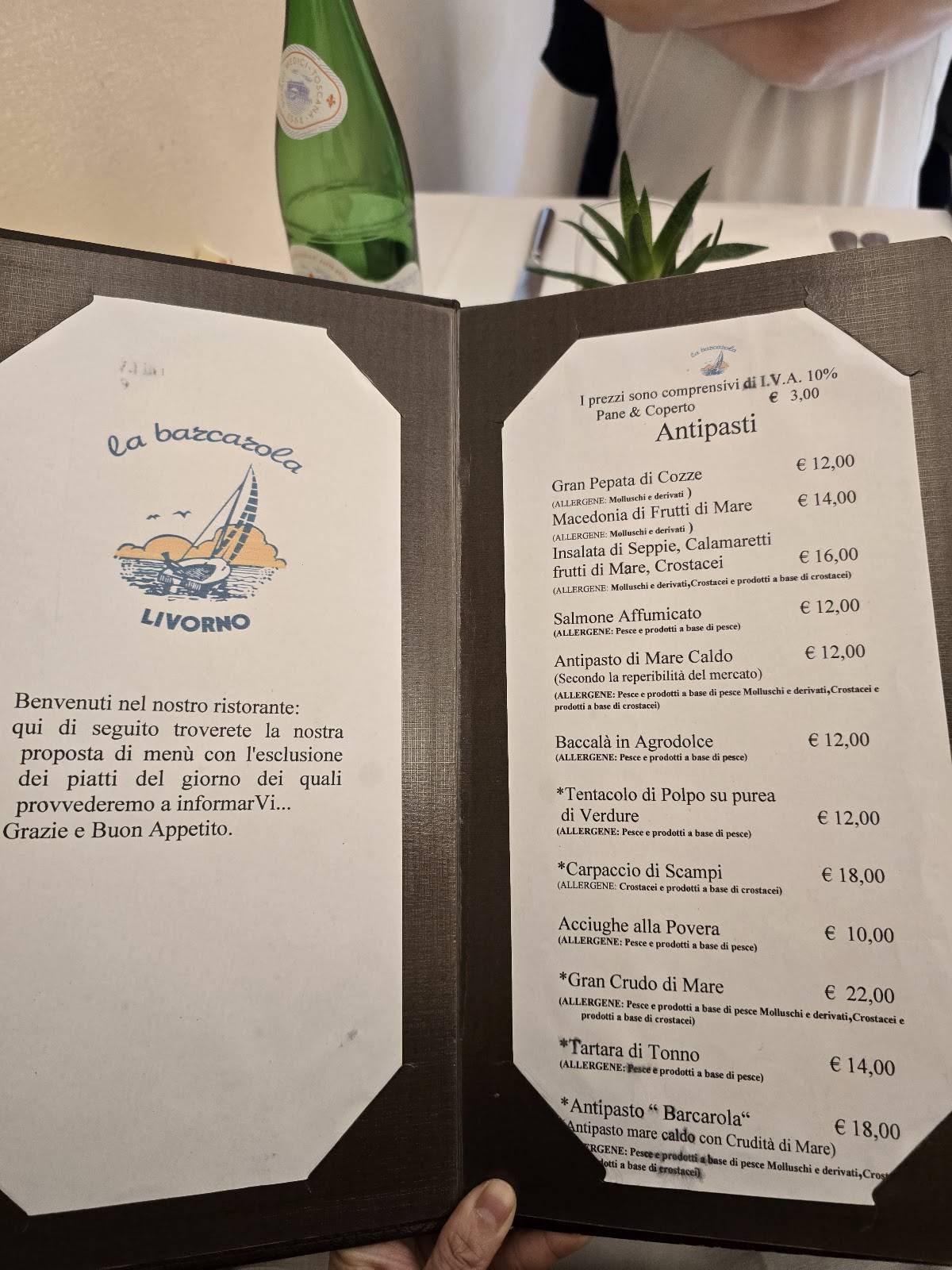 Menu di Ristorante La Barcarola 