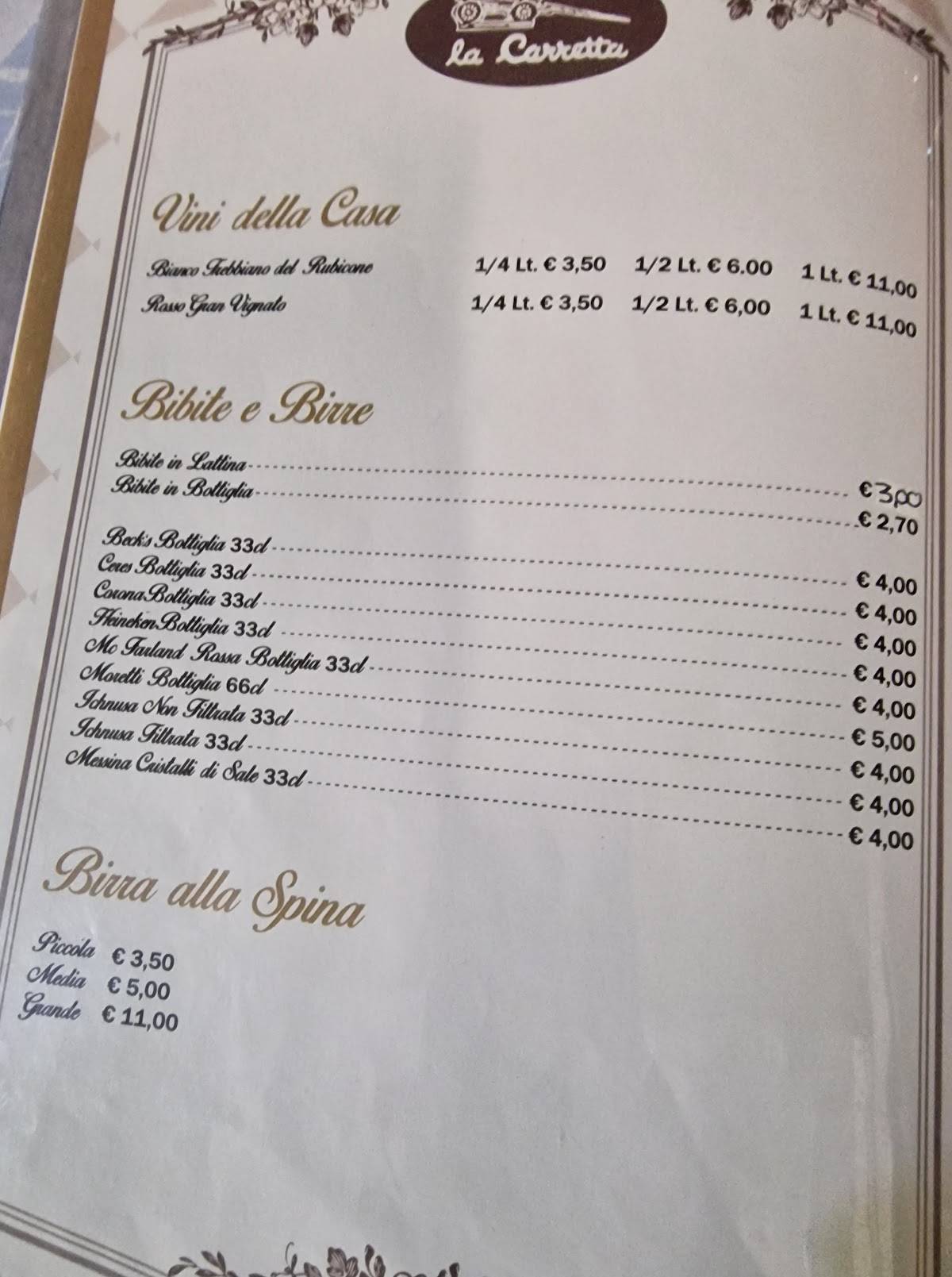 Menu di Ristorante La Carretta 