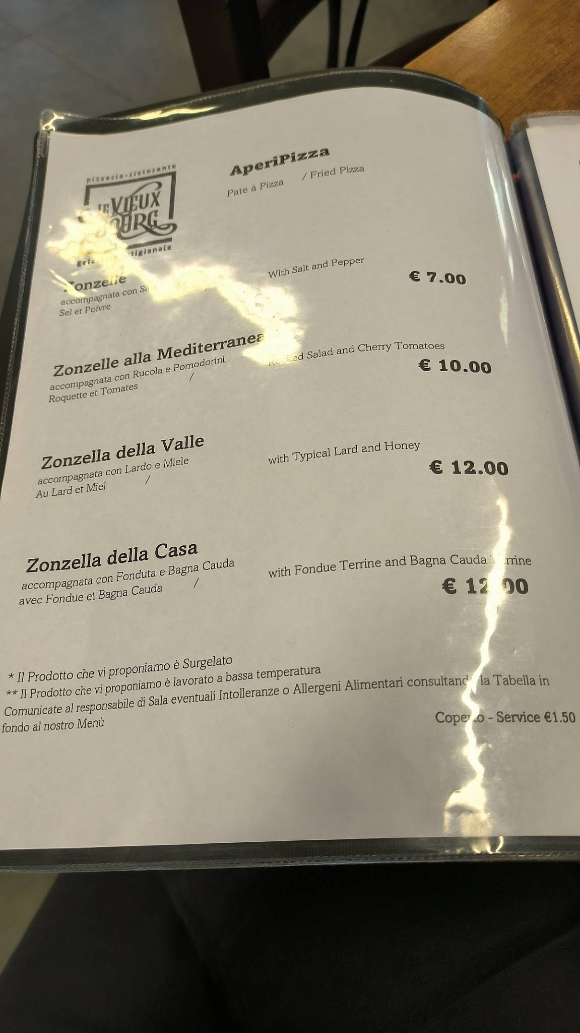 Menu de Ristorante La Croix Blanche