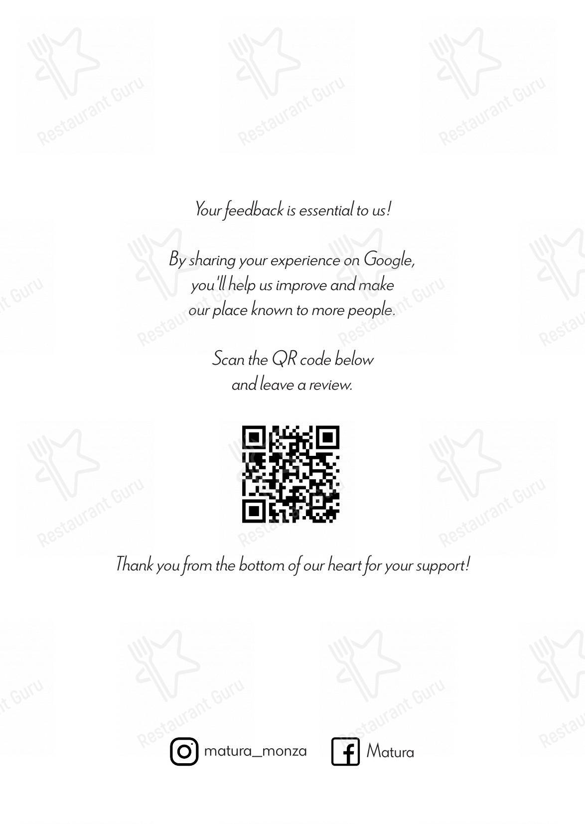 Menu per Ristorante Matura in Monza