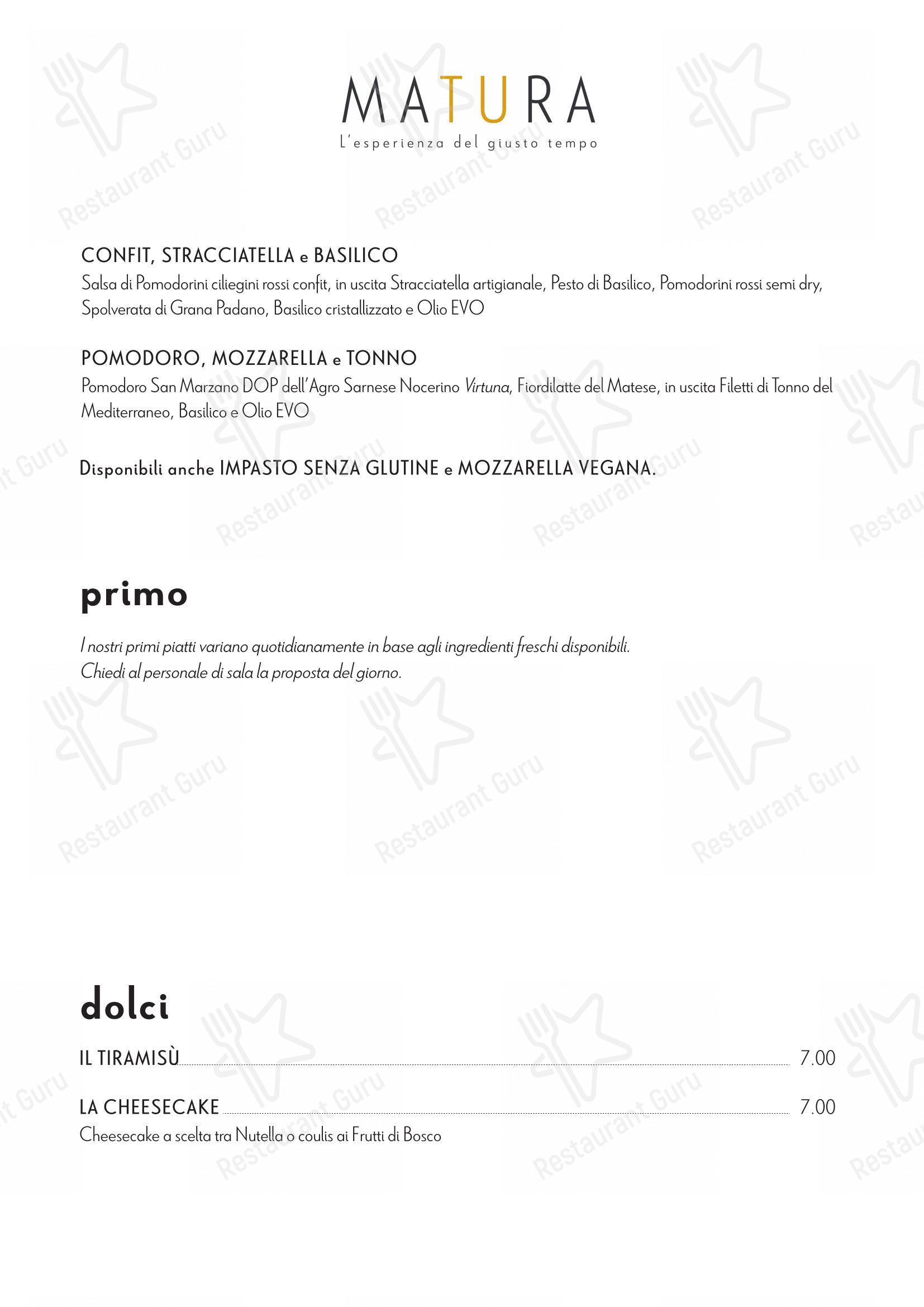 Ristorante Matura in Monza - Menu bar