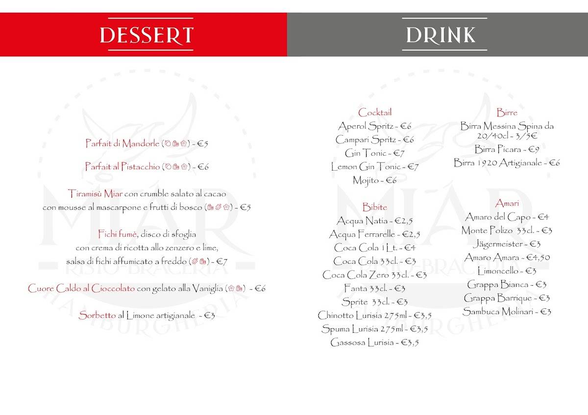 Menu di Ristorante Miar 