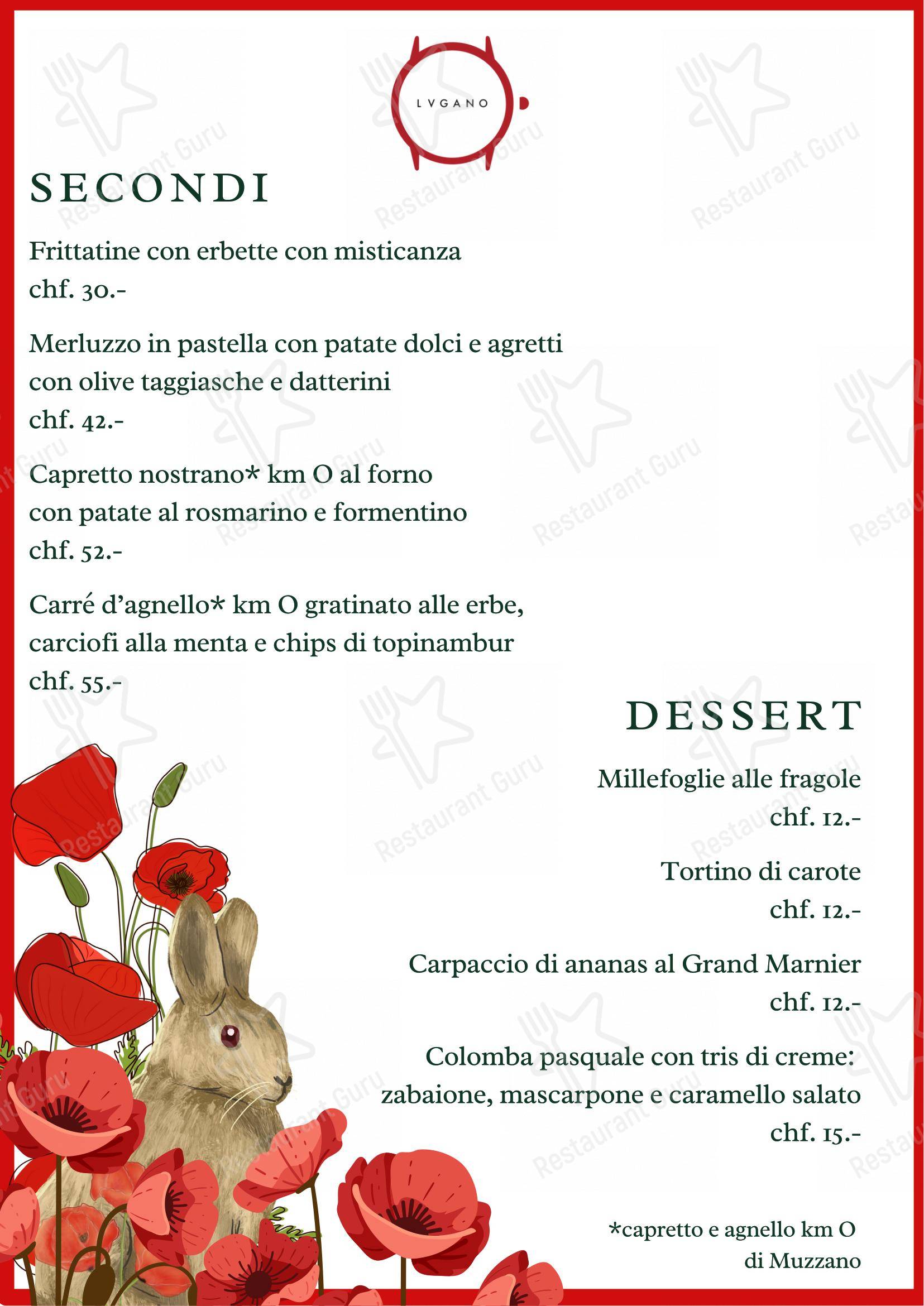 Ristorante Orologio in Lugano - 菜单