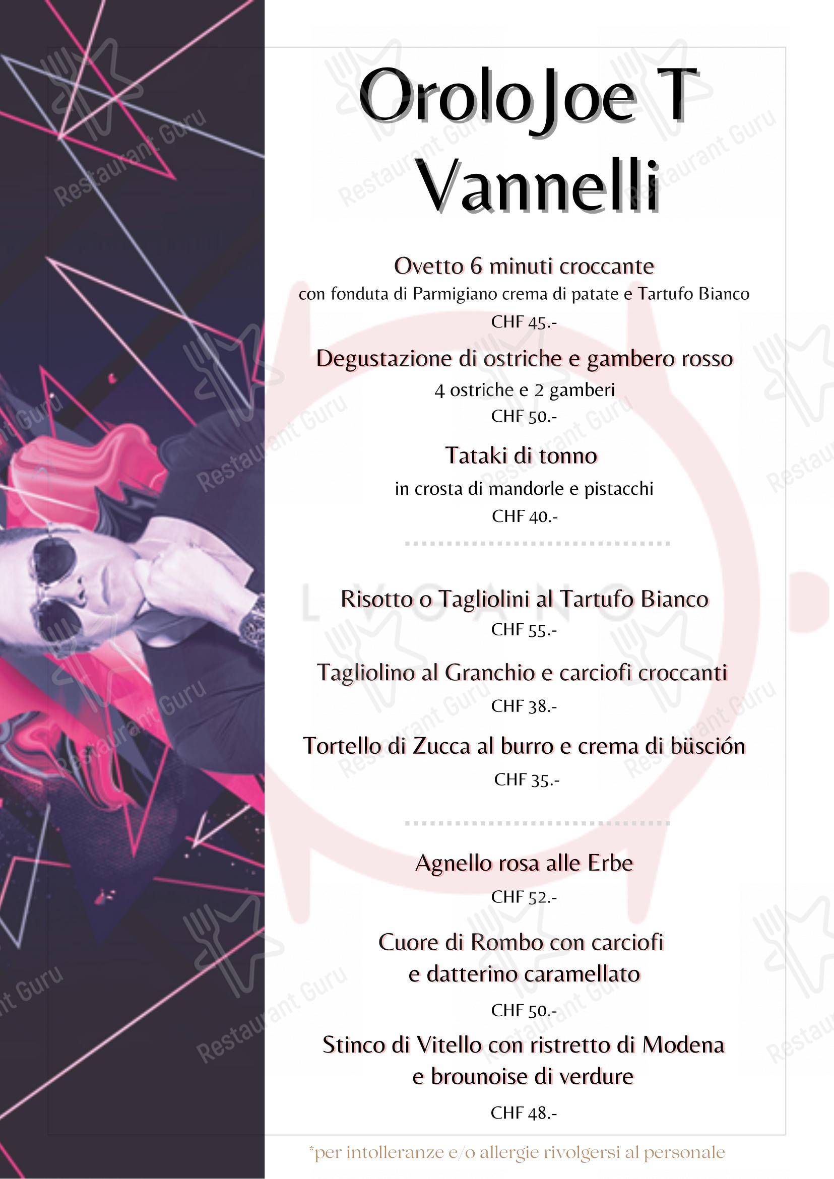 Ristorante Orologio in Lugano - Menu
