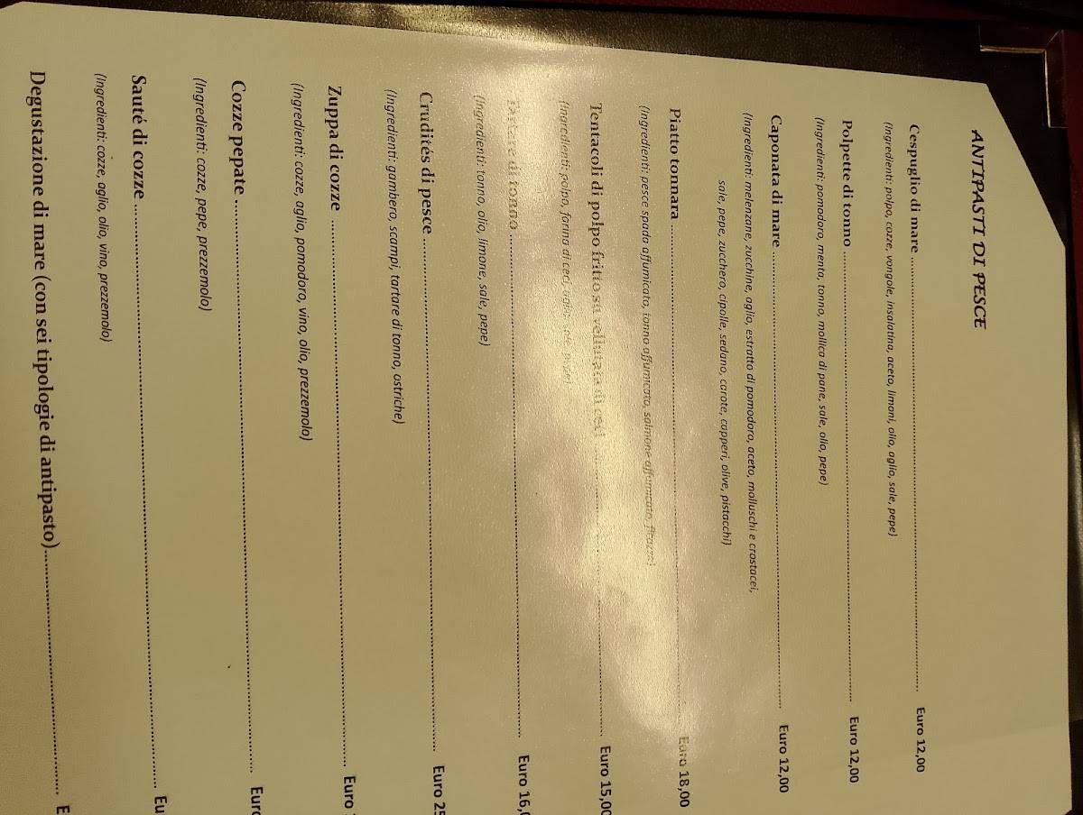 Menu di Ristorante Pizze e Cassatelle 