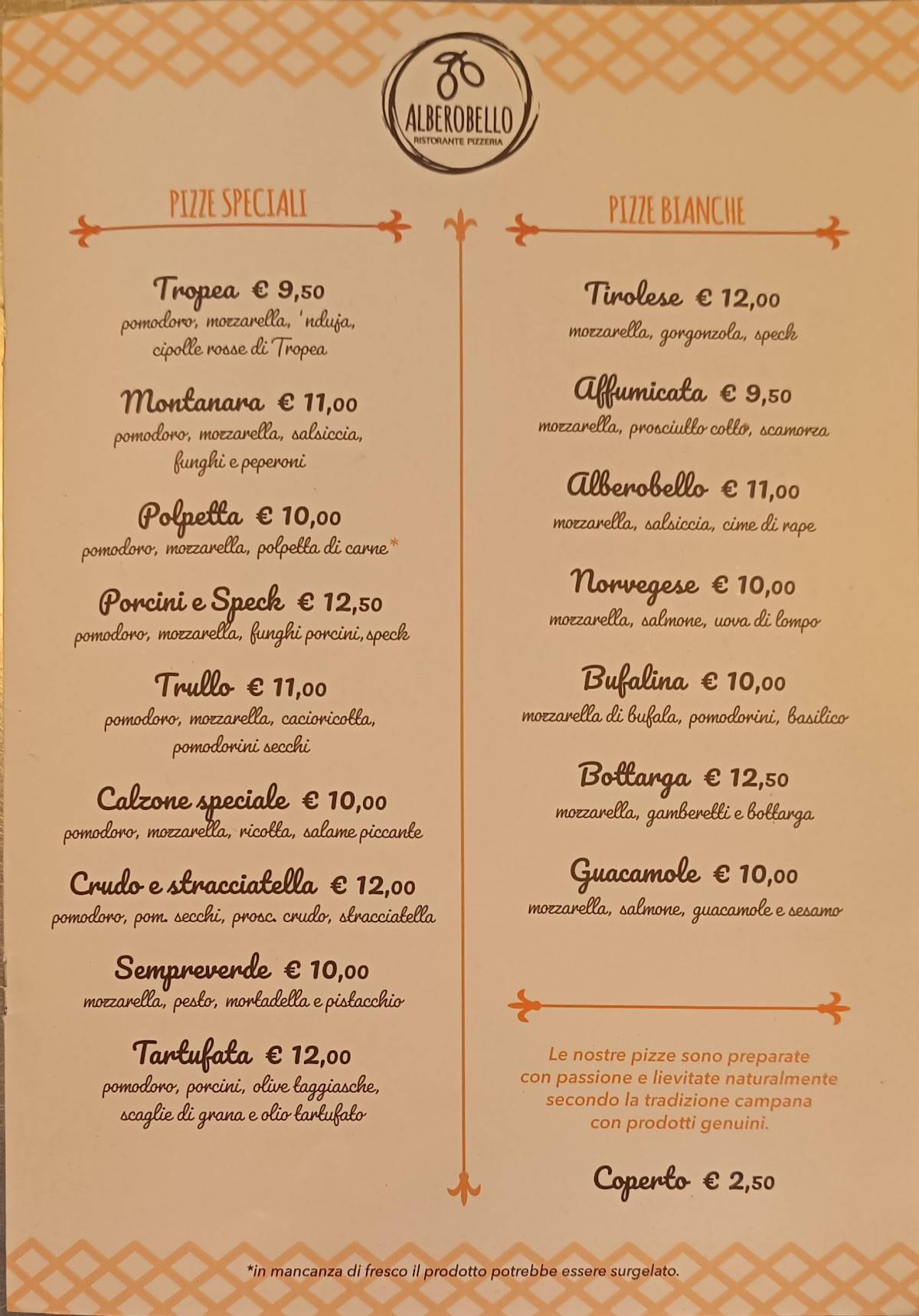 Menu di Ristorante Pizzeria Alberobello 