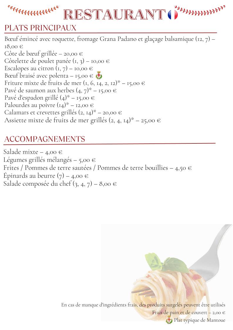 Menu di Ristorante Pizzeria Annette 