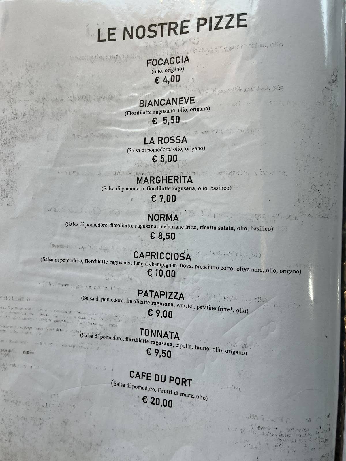 Menu di Ristorante Pizzeria Café Du Port 