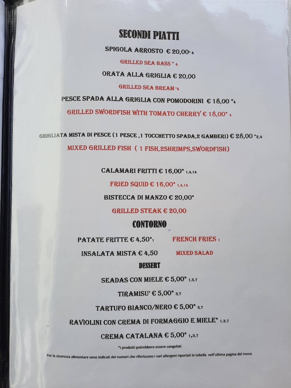 Menu di Ristorante Pizzeria La Privilegiata 