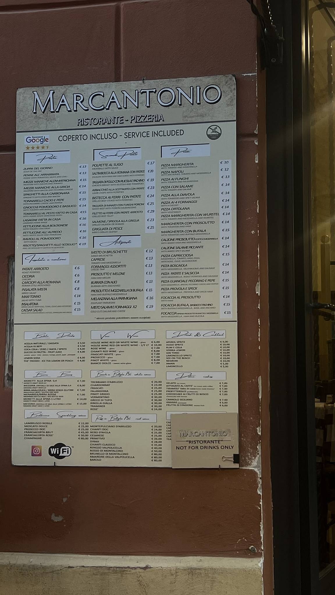 Menu di Ristorante Pizzeria Marcantonio 