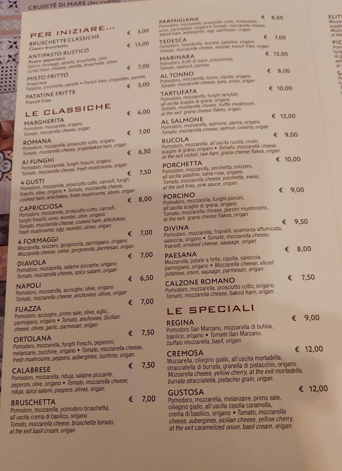 Menu di Ristorante Mariterra 