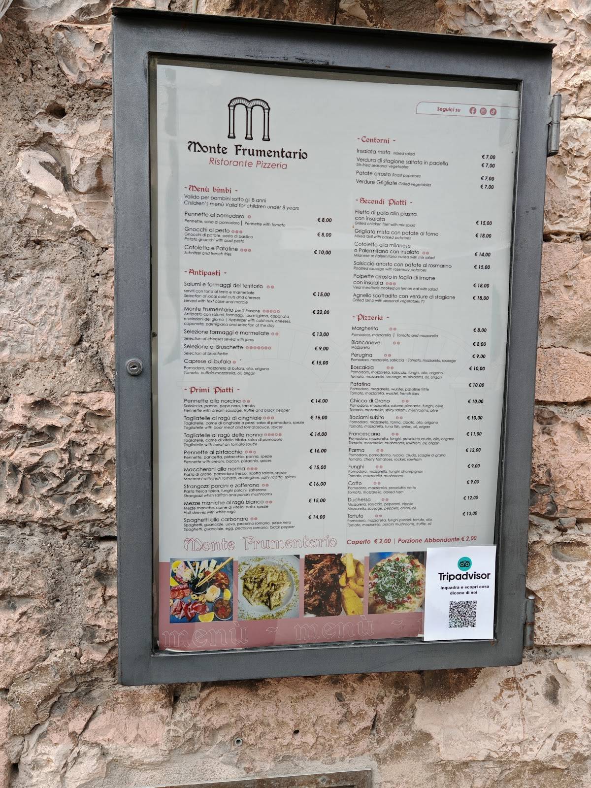 Menu di Osteria Monte Frumentario 