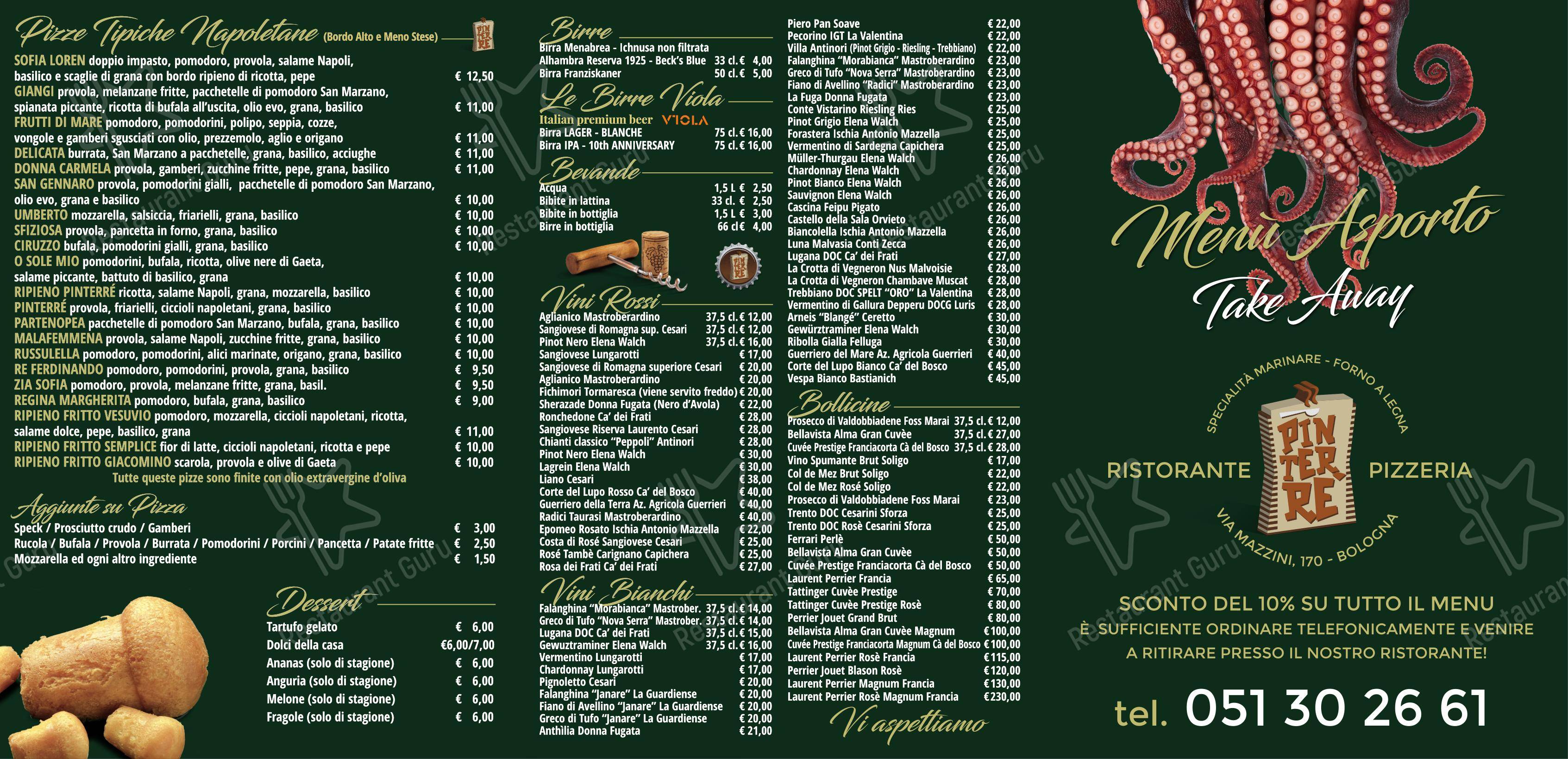 Menu per Pinterrè ristorante