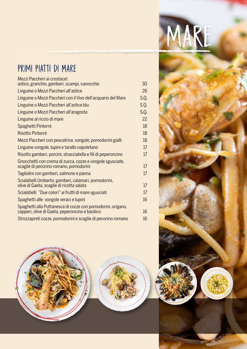 Menu di Pinterrè 