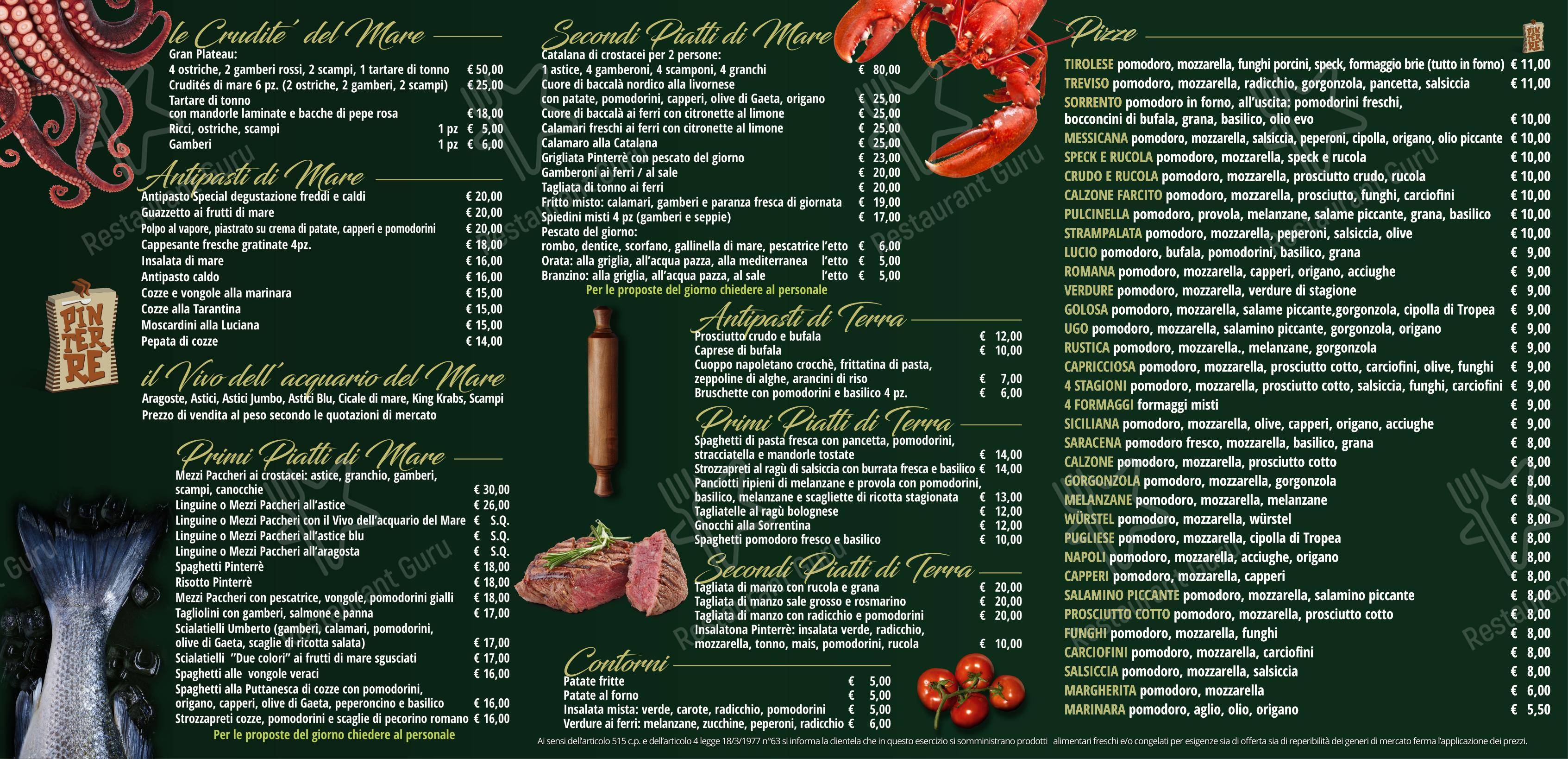 Menu di Pinterrè - Menu