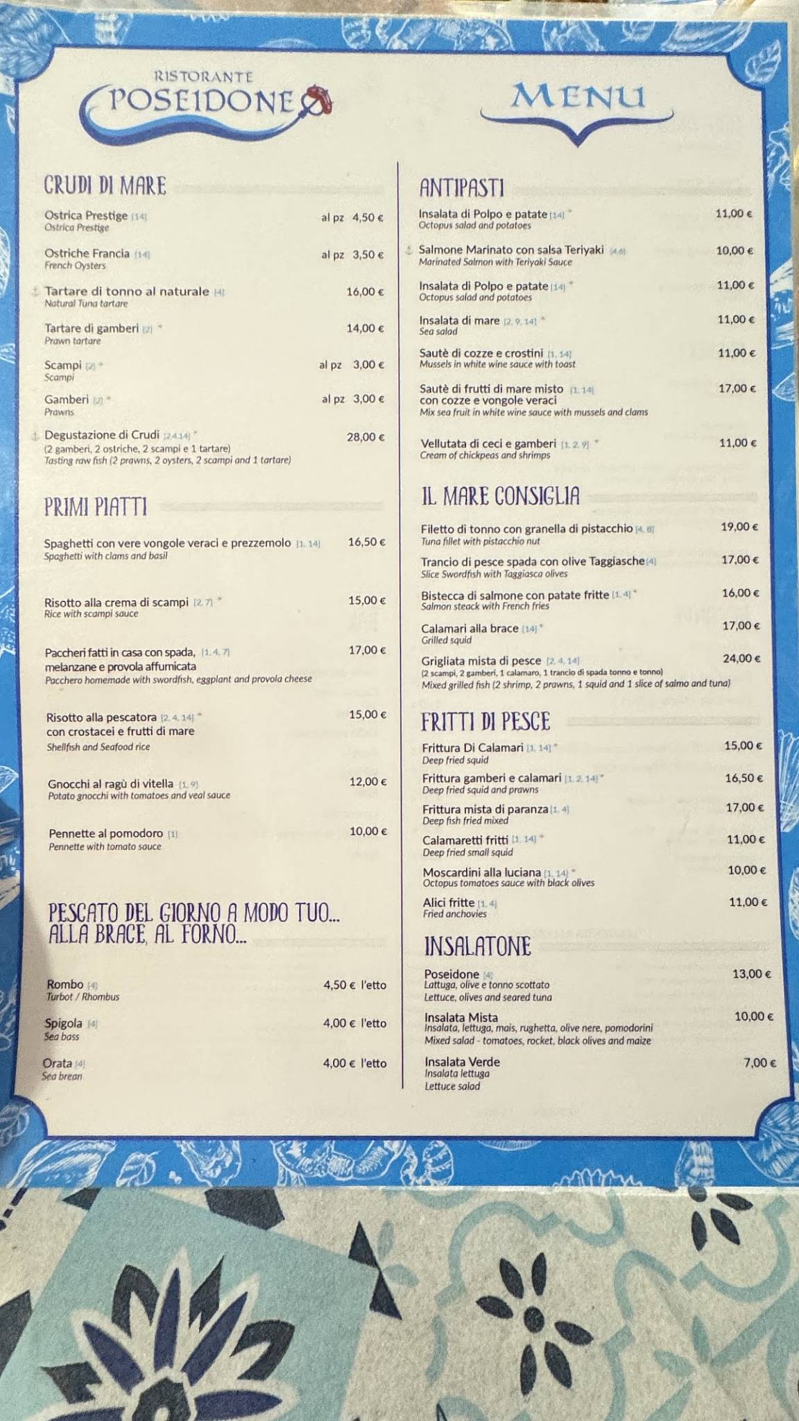 Menu di Ristorante Poseidone 