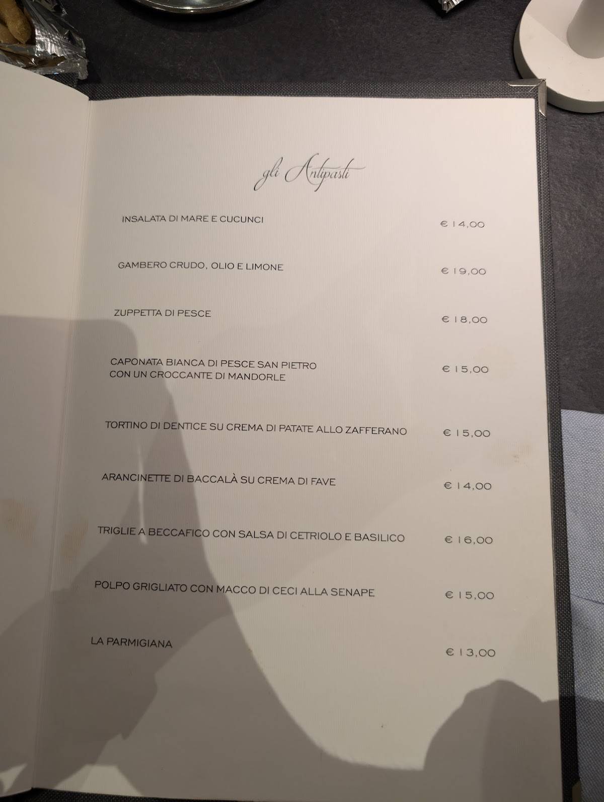 Menu di Ristorante Primafila Di Dionisio Munaco' 