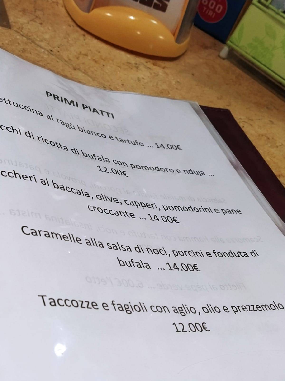 Menu di Ristorante Prozzo Caseificio 