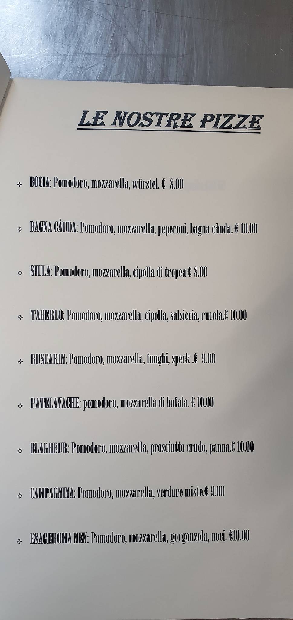 Menu di Ristorante S. Anna 