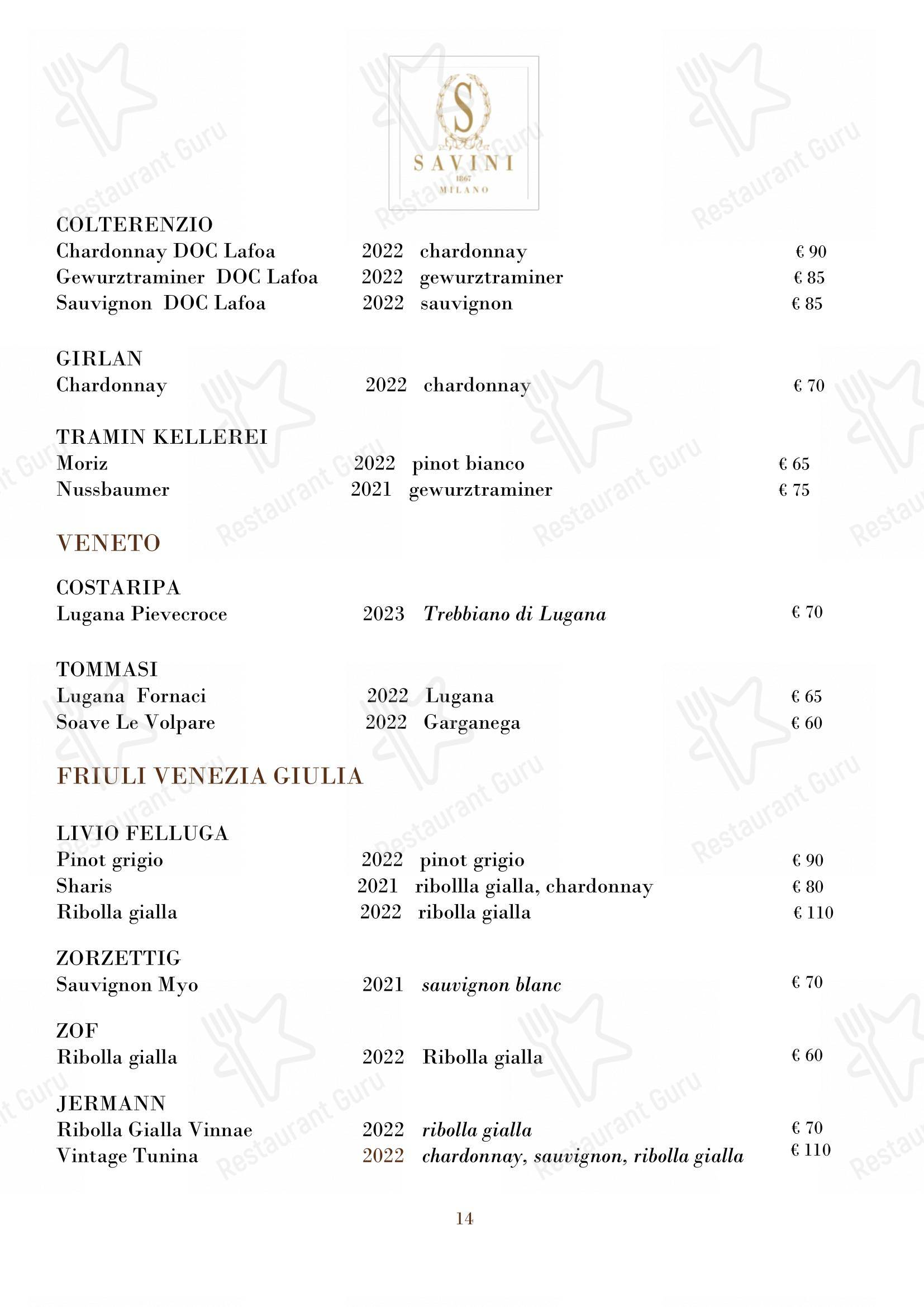 Коктейльная карта per Savini 1867 in Milano