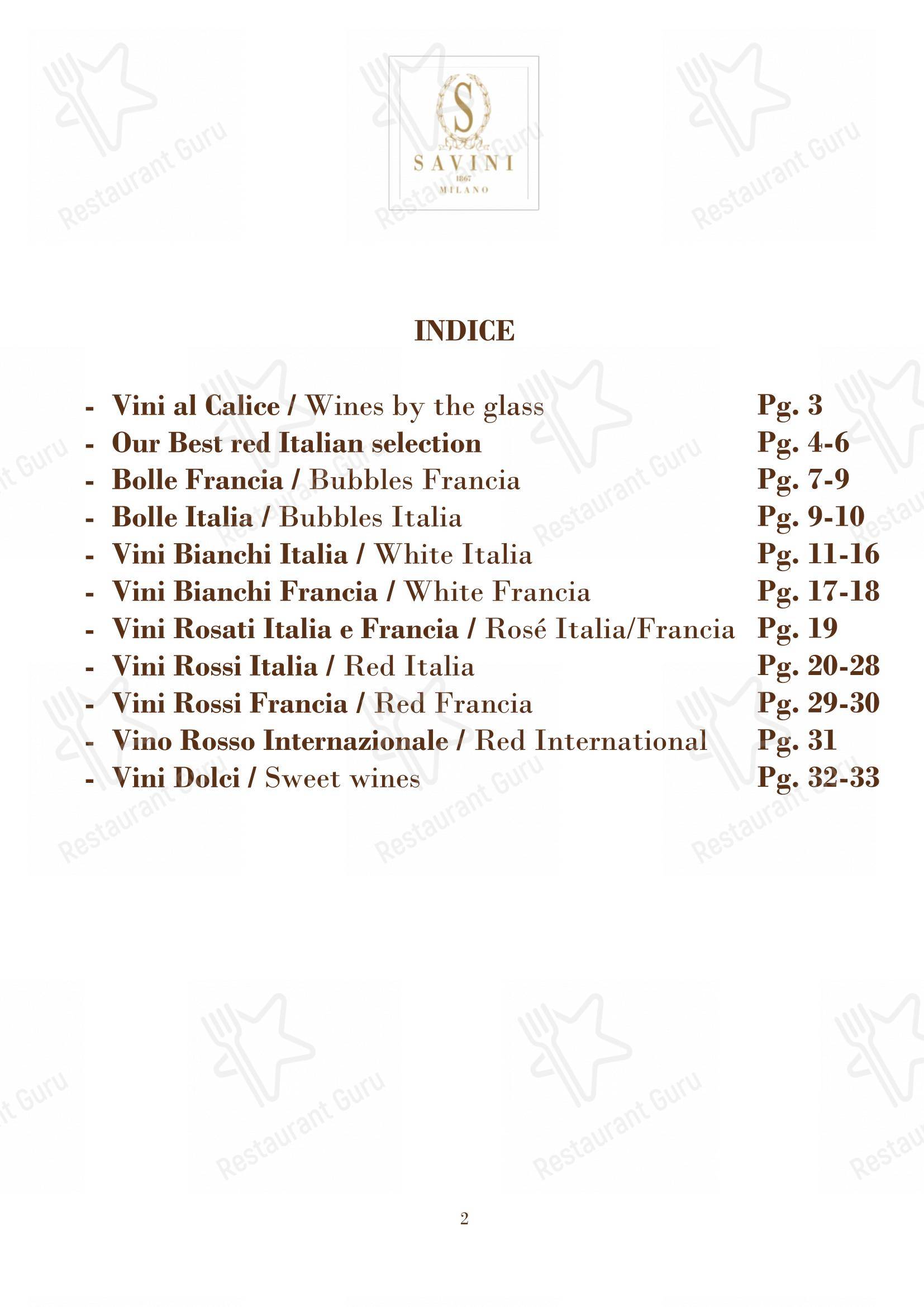 Menu di Savini 1867 - Коктейльная карта