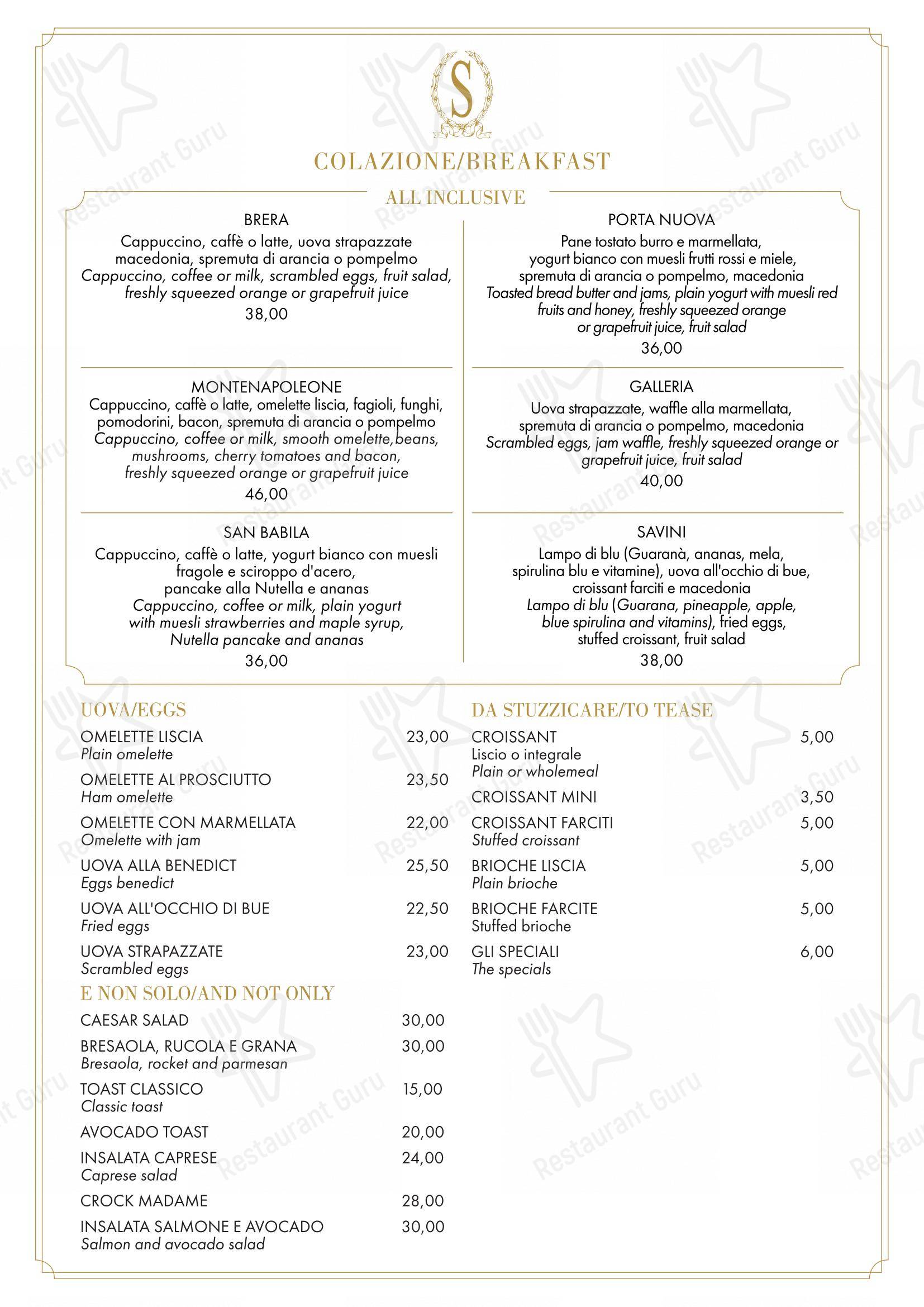 Menu di Savini 1867 - Menu bar