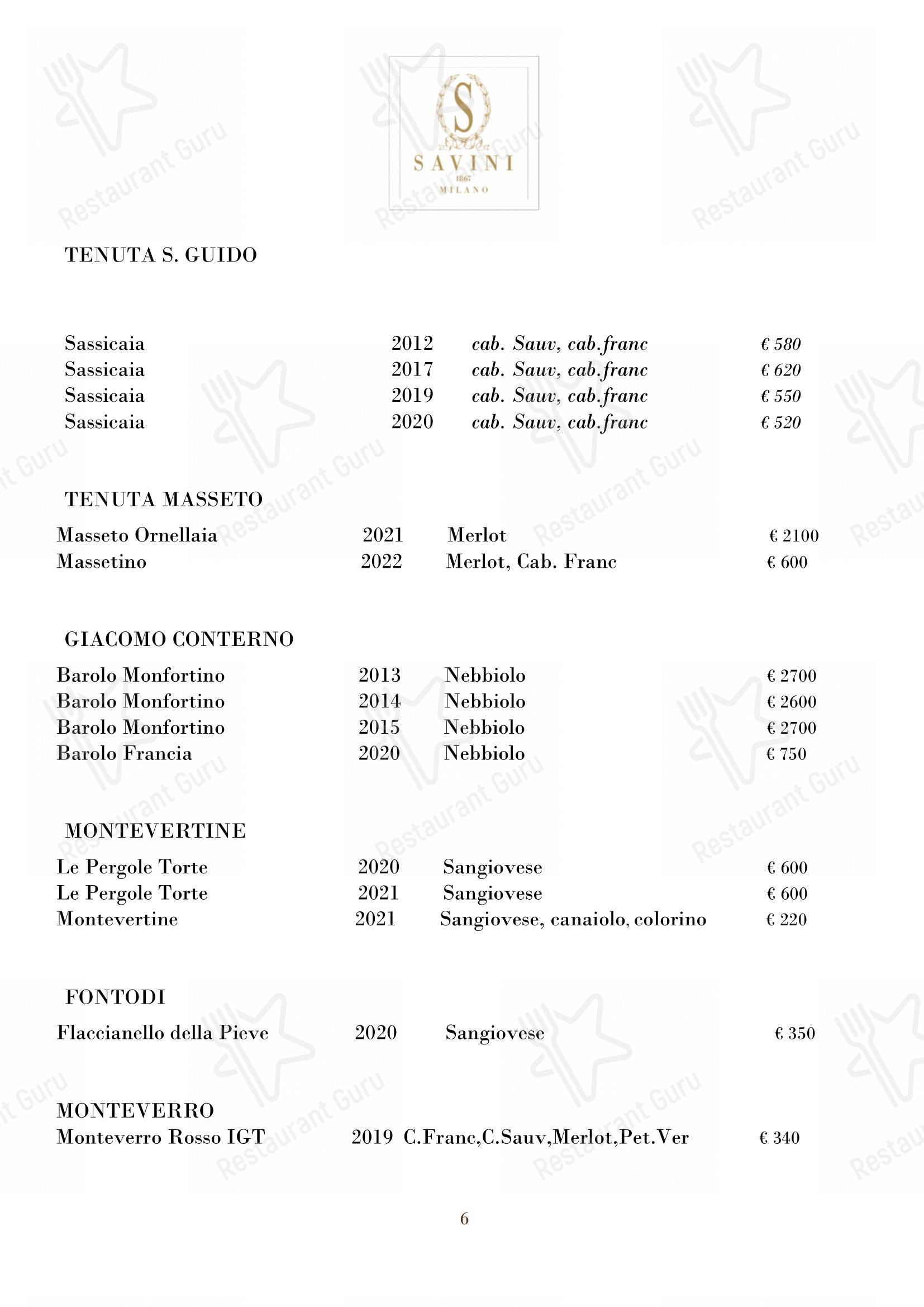 Savini 1867 in Milano - Коктейльная карта