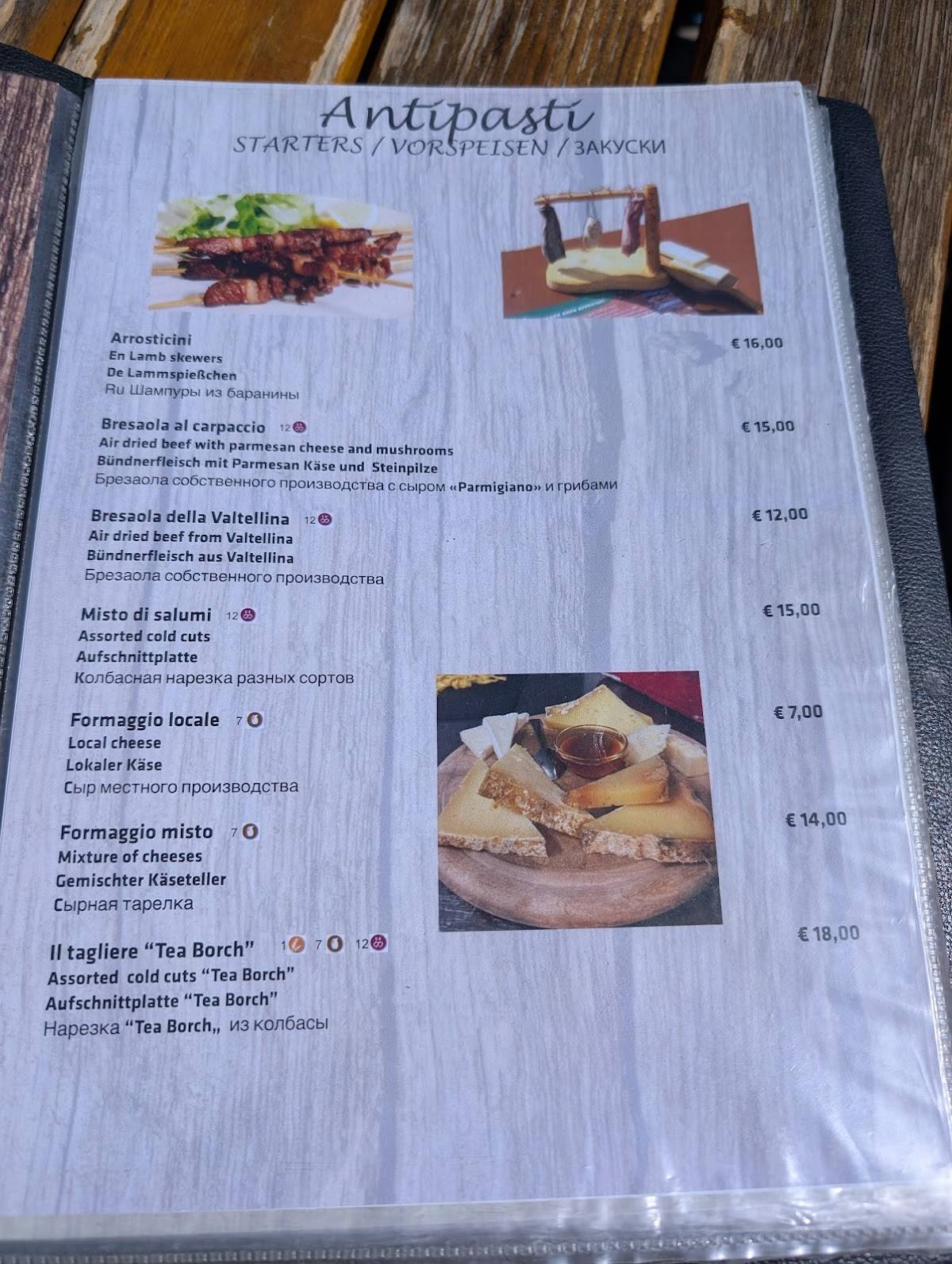 Menu di Ristorante Tea Borch 