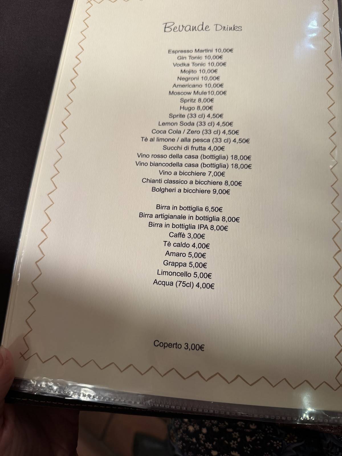 Menu di Ristorante Tre Pepi - Firenze 