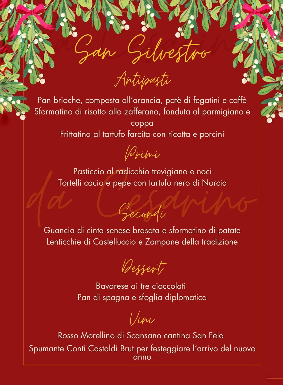 Menu di Ristorante da Cesarino 
