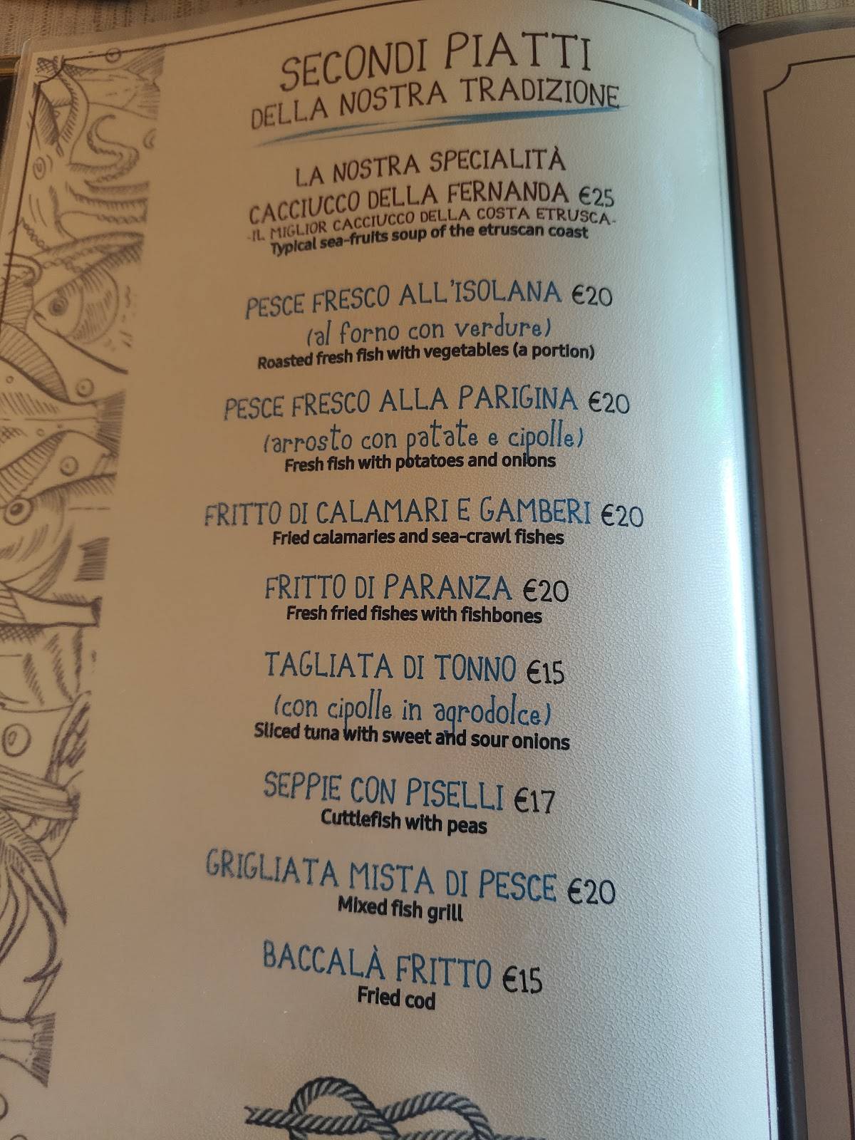 Menu di Ristorante Da Fiammetta 