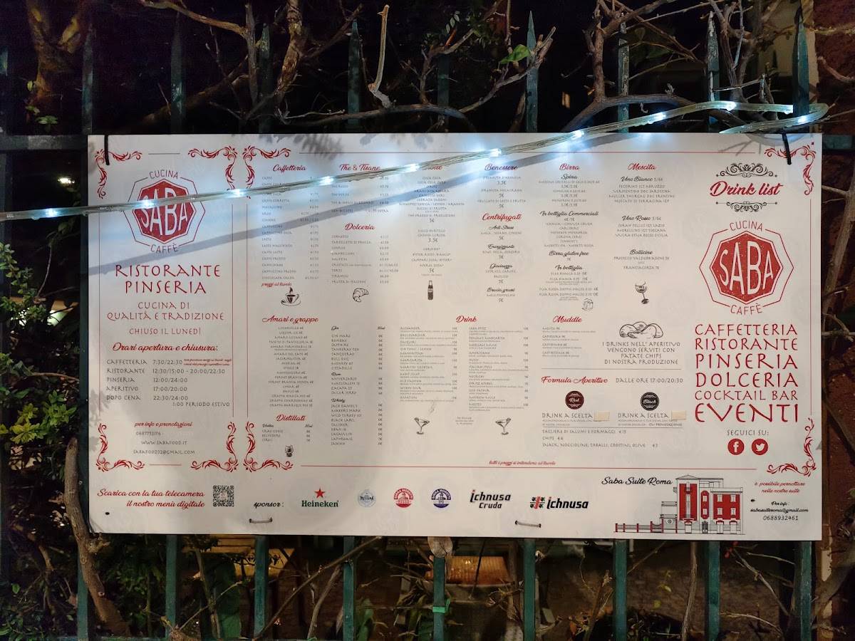 Menu di Saba Caffè Cucina 