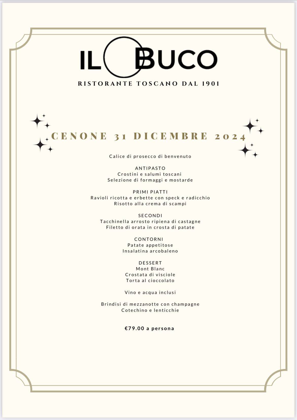 Menu di Ristorante il Buco Roma 