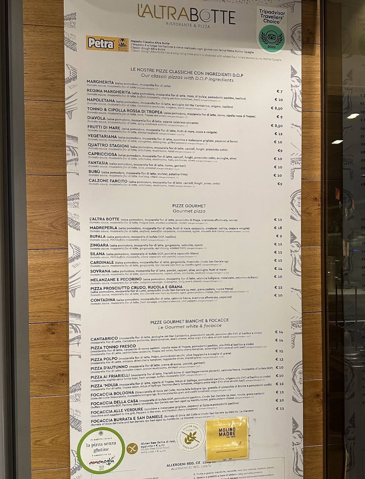 Menu di Ristorante l'Altra Botte 