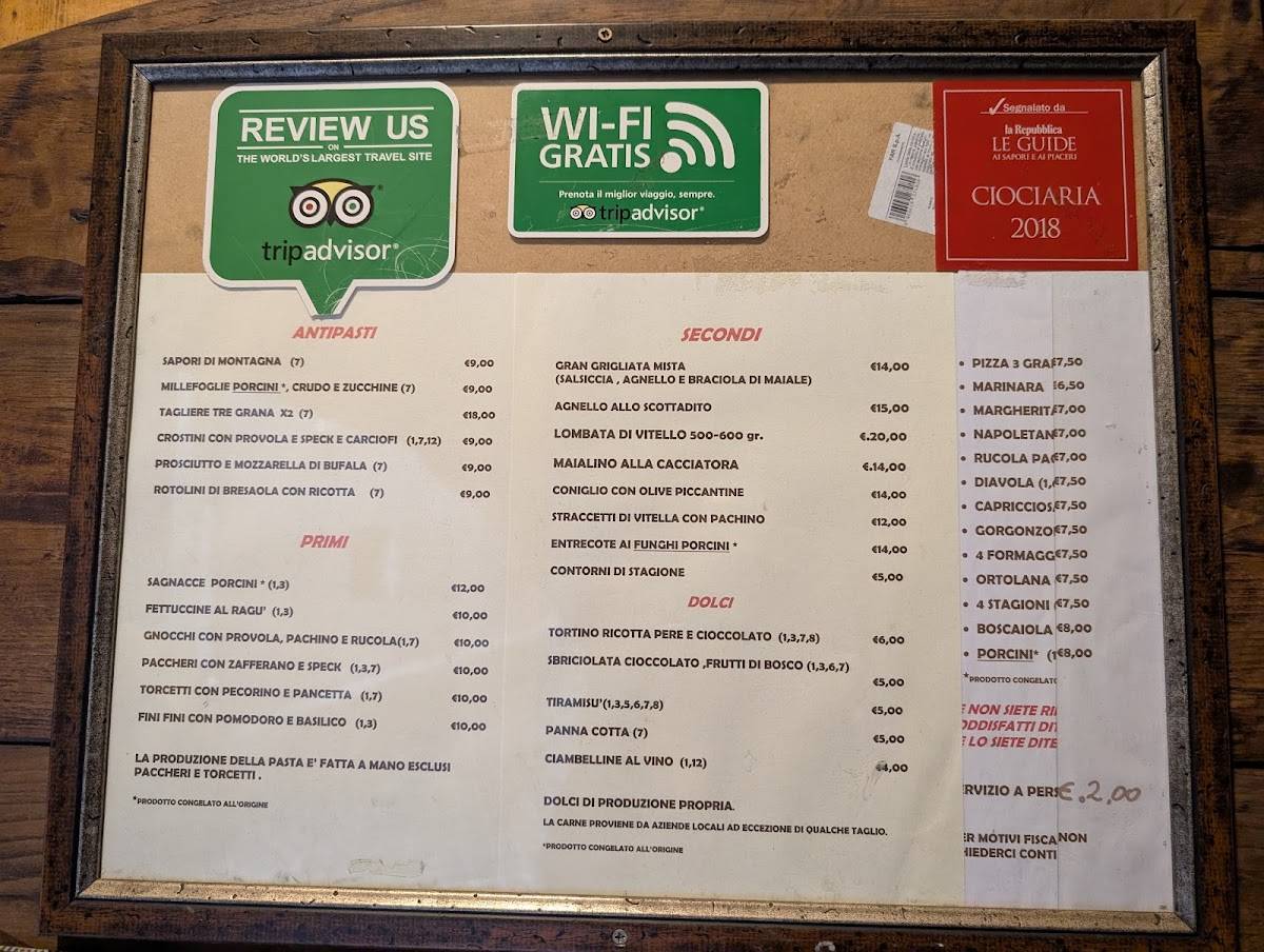 Menu di Ristorante pizzeria Tre Grana 