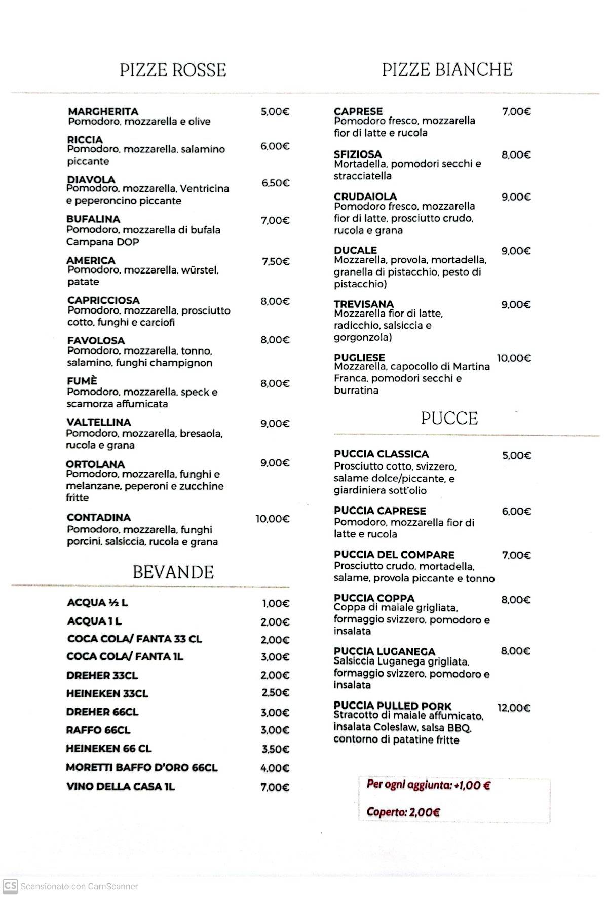 Menu di Ristorantino Pizzeria Ducale 