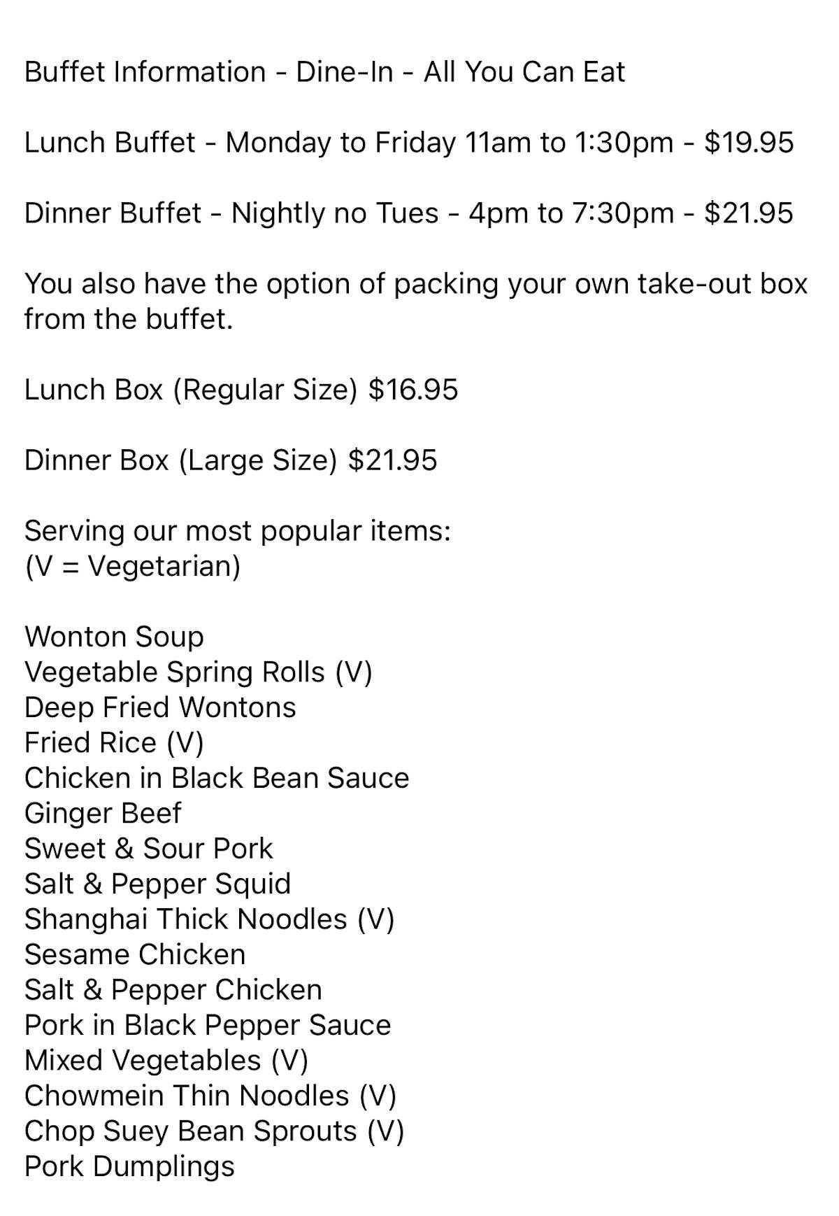 Menu de Riverbend Peking House aka Peking Peking