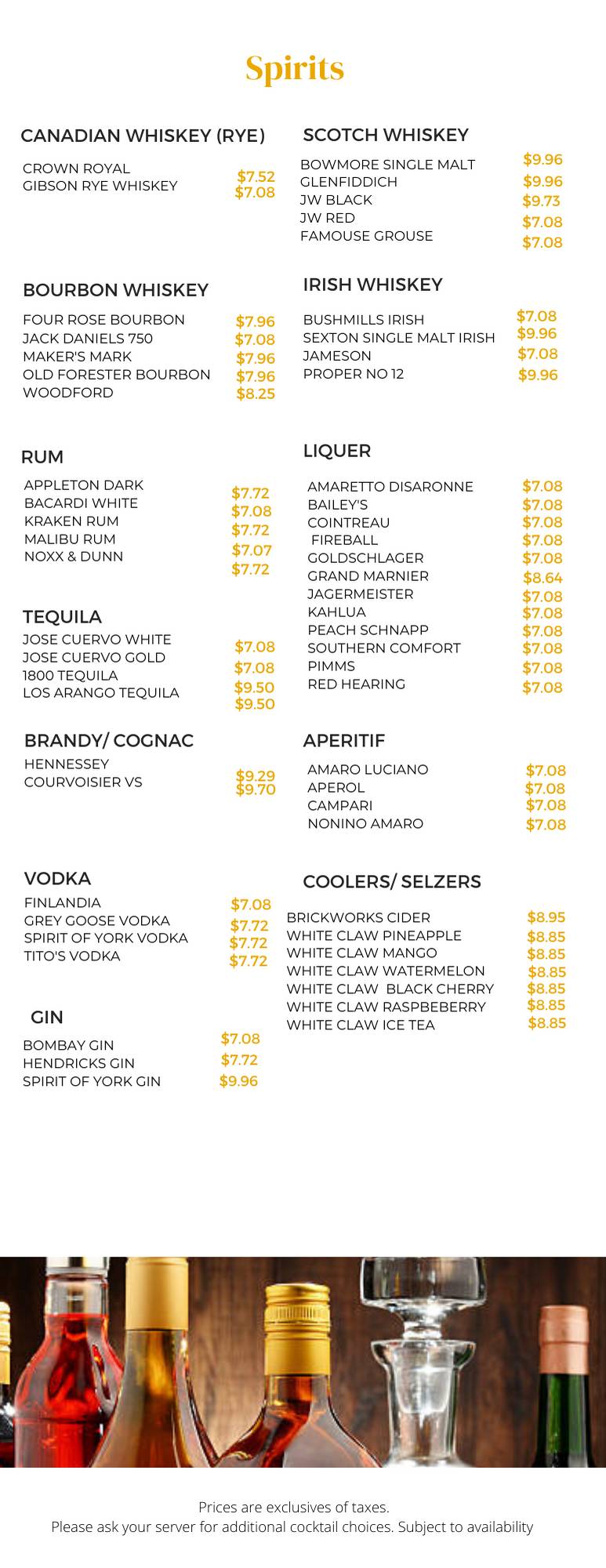 Menu de Rivoli Toronto