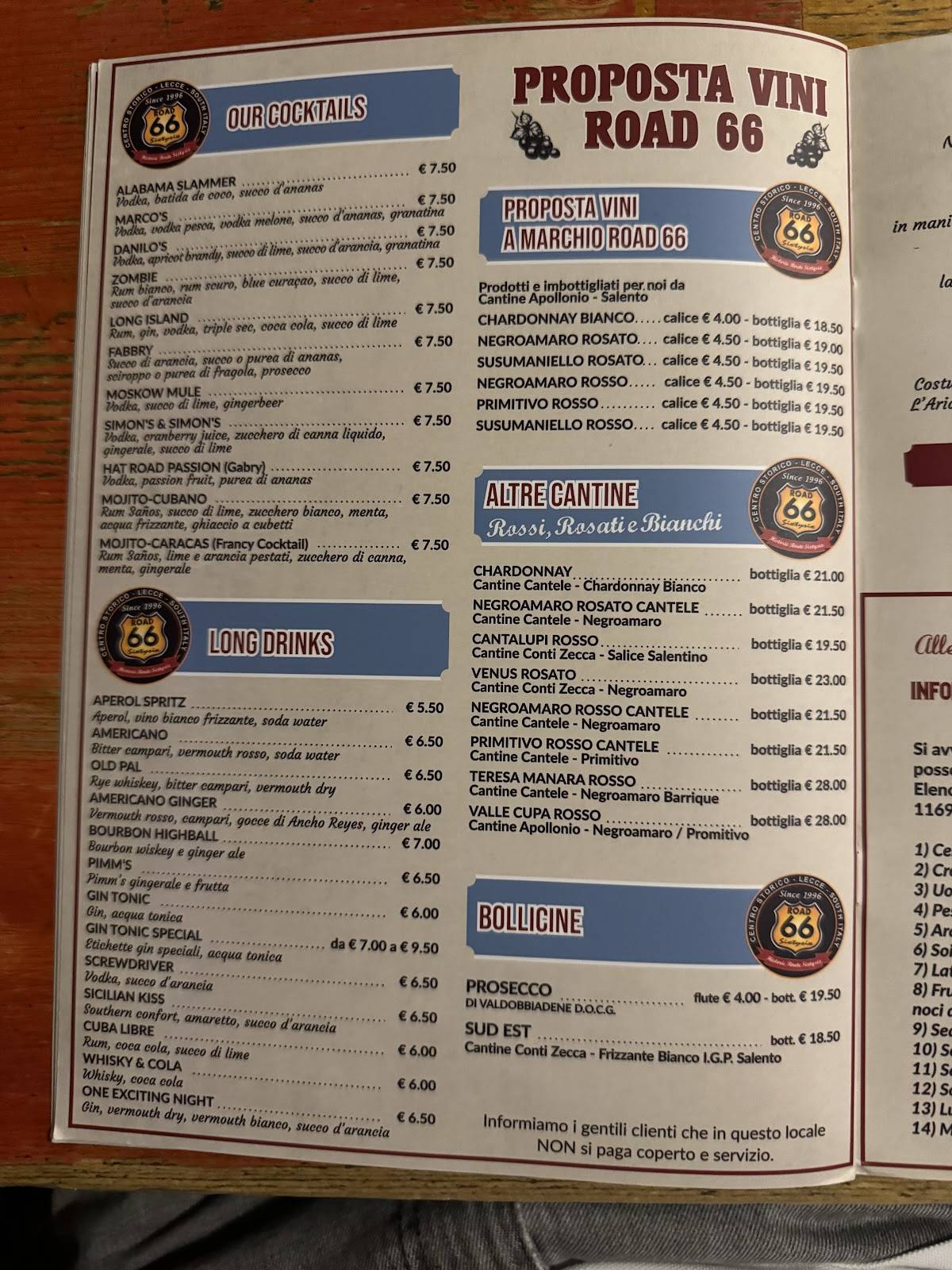Menu di Road 66 