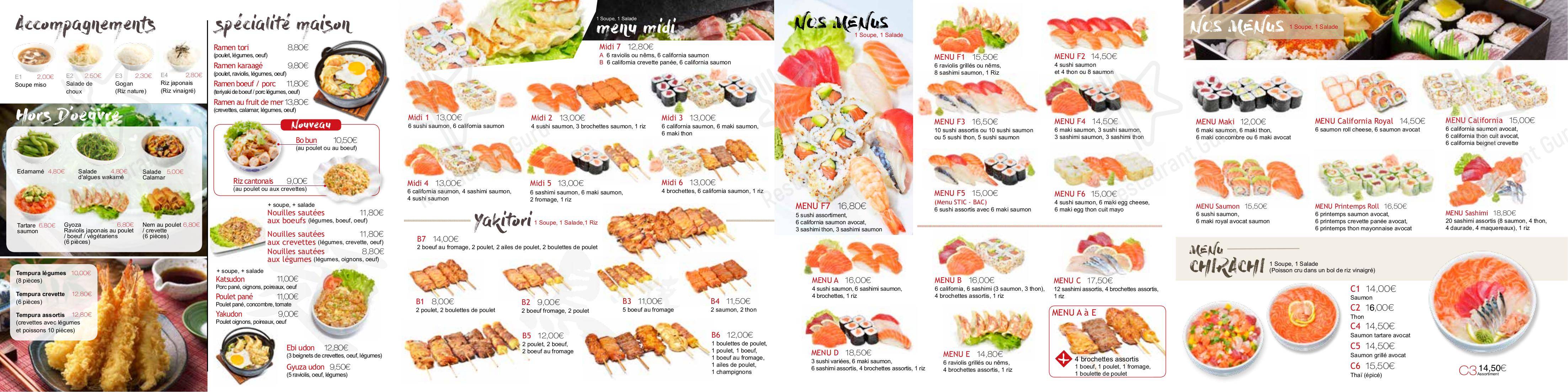 Menu pour Robata - Menu