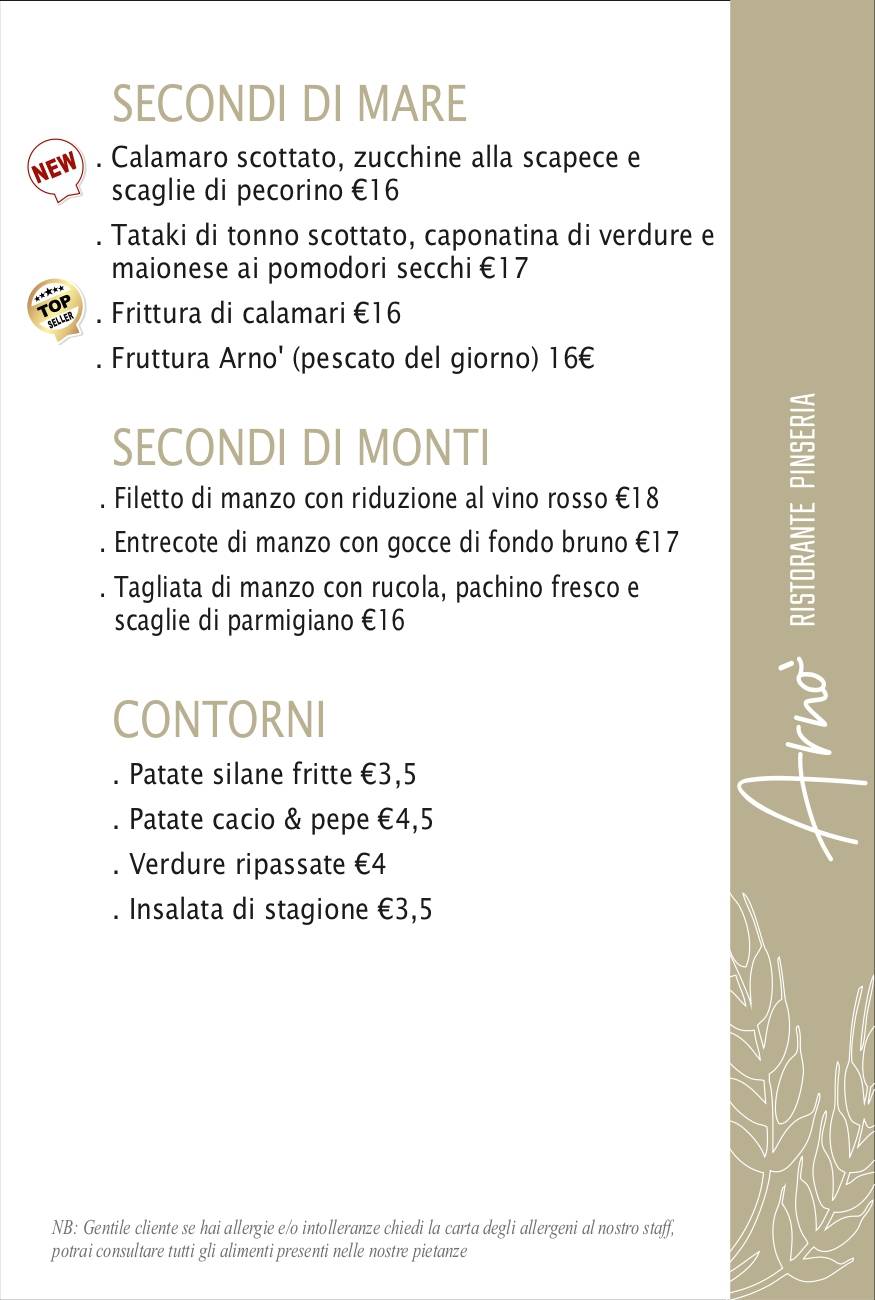 Menu di Arnò Ristorante e Pinseria 
