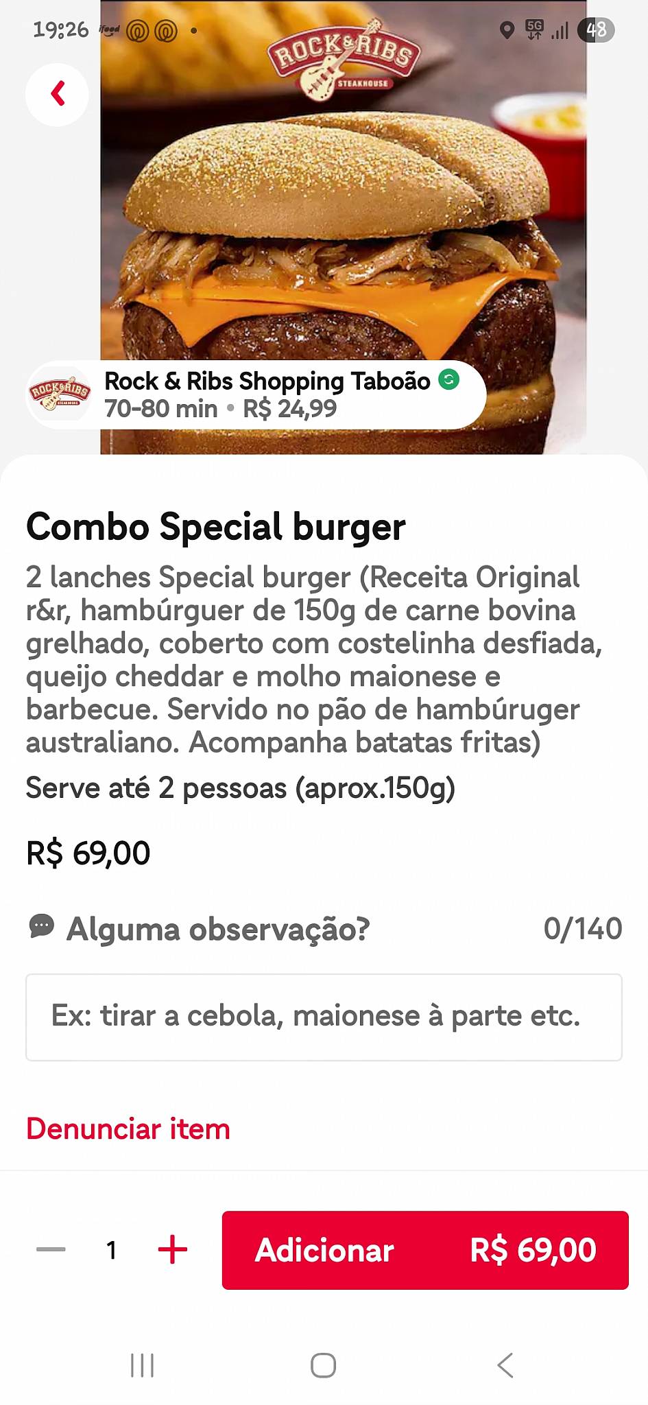 Rock Ribs cardápio