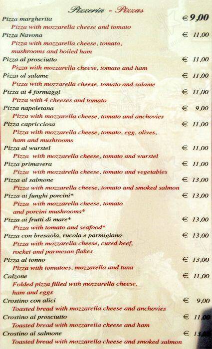 Menu de 4 Fiumi - Piazza Navona