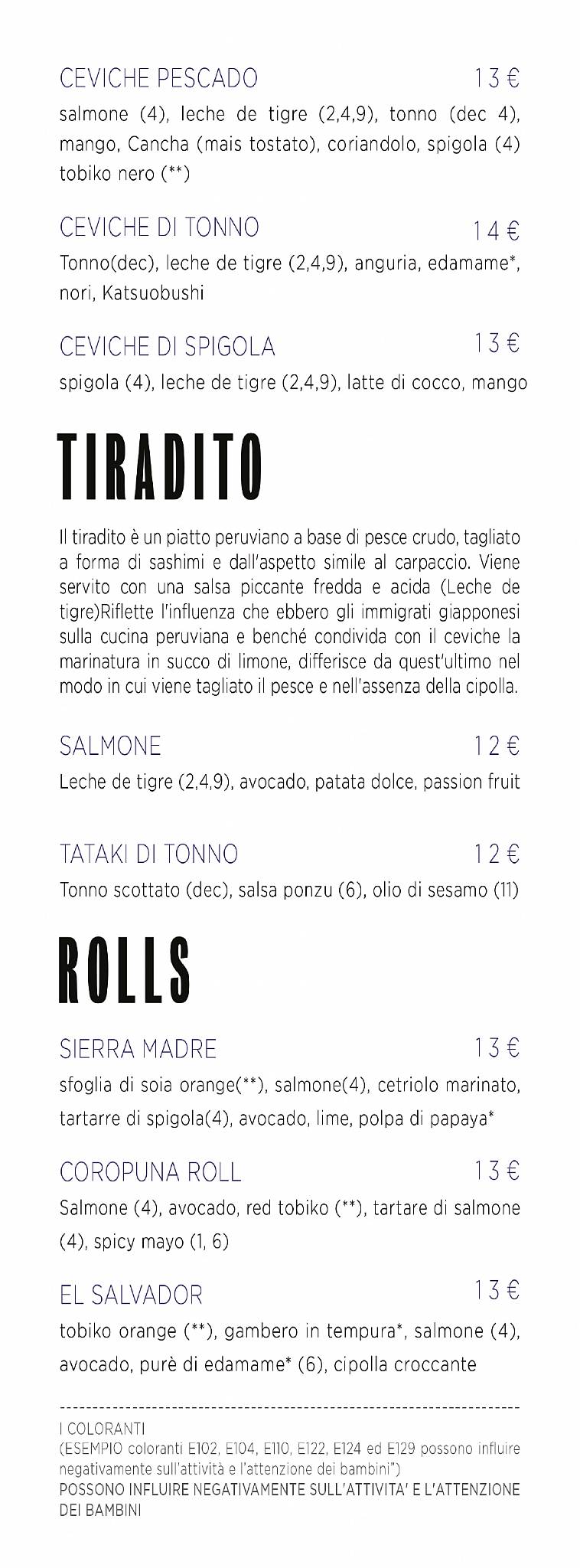 Menu di Coropuna 