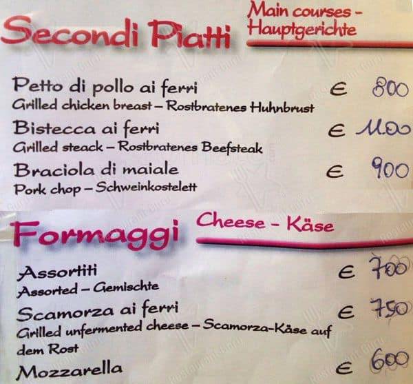 Menu di Hostaria Da Bruno 