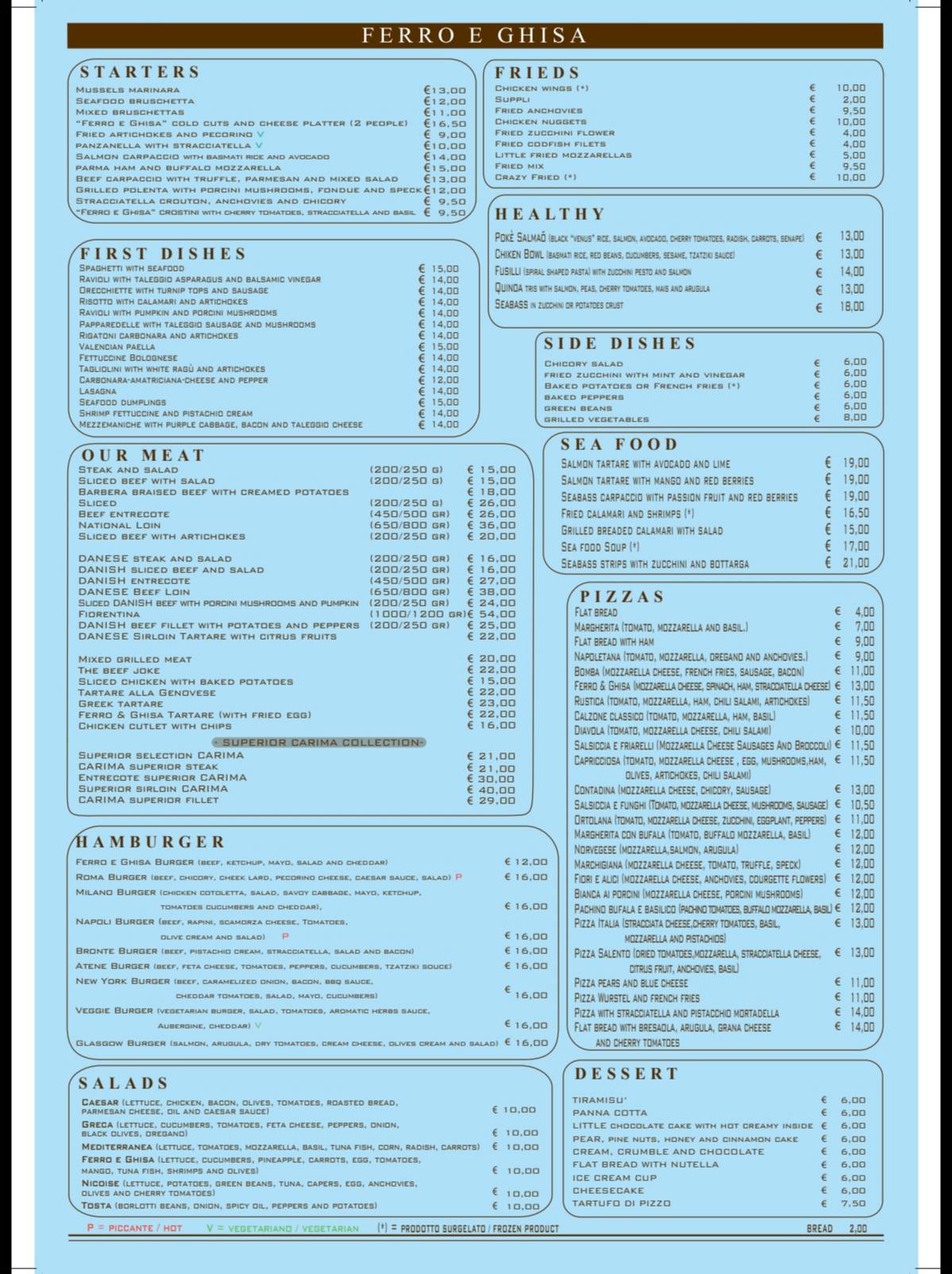 Menu de Ferro e Ghisa