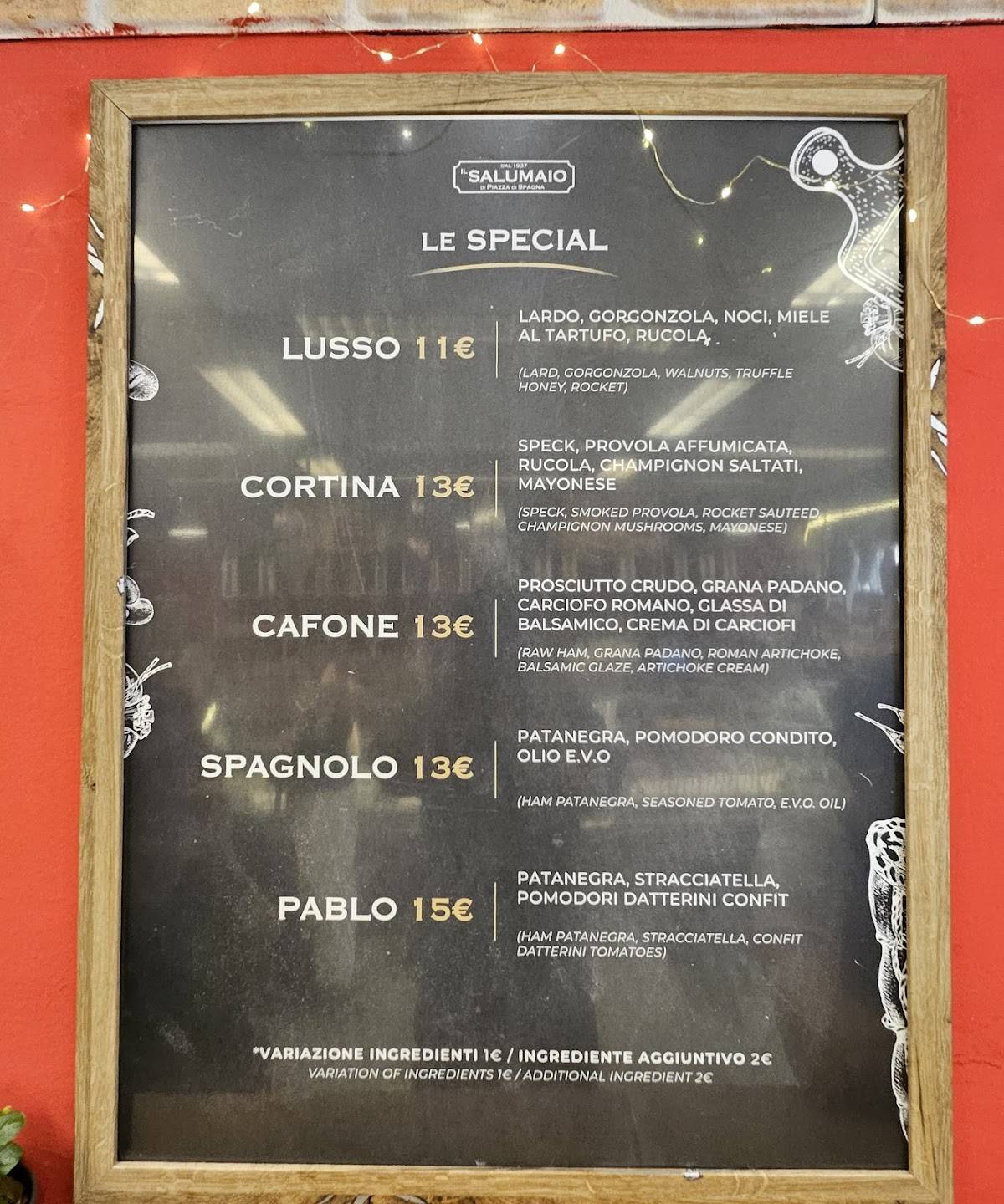 Menu di IL SALUMAIO 