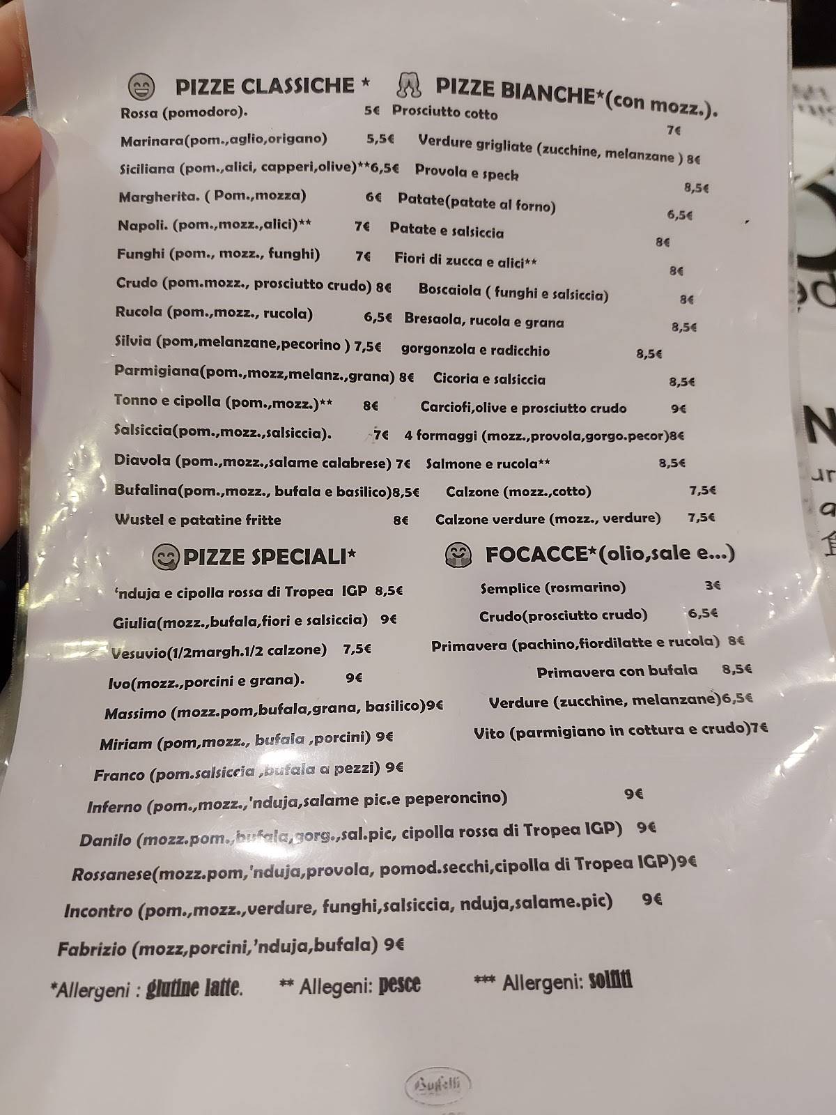 Menu di L'Incontro 