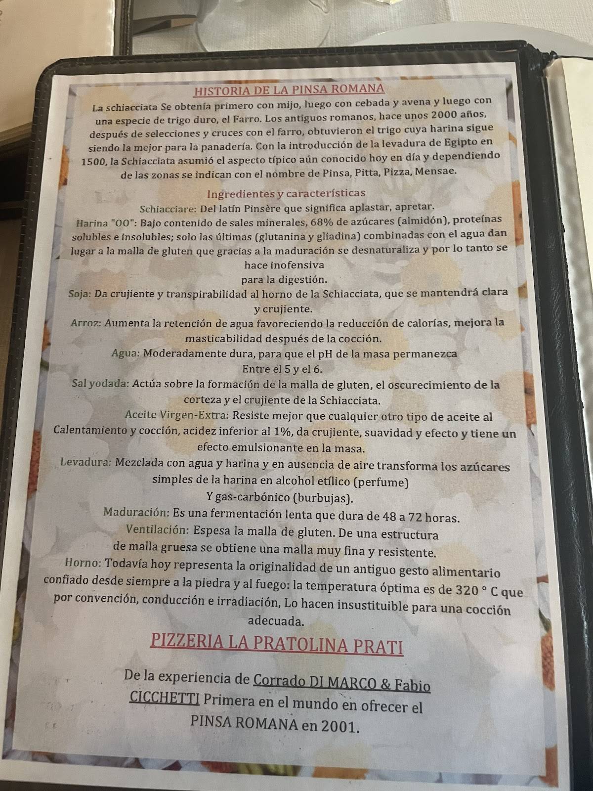 Menu di La Pratolina 